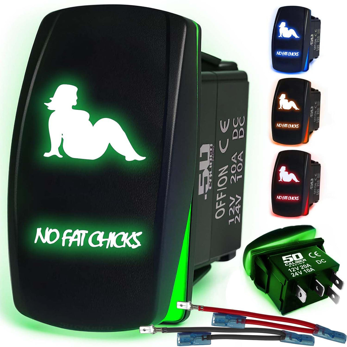 Waterproof Rocker Switch 12v ON/Off, LED Backlit with Etched Design w/Toggle Switch 12v - UTV, Auto, Boat 20A Variation
