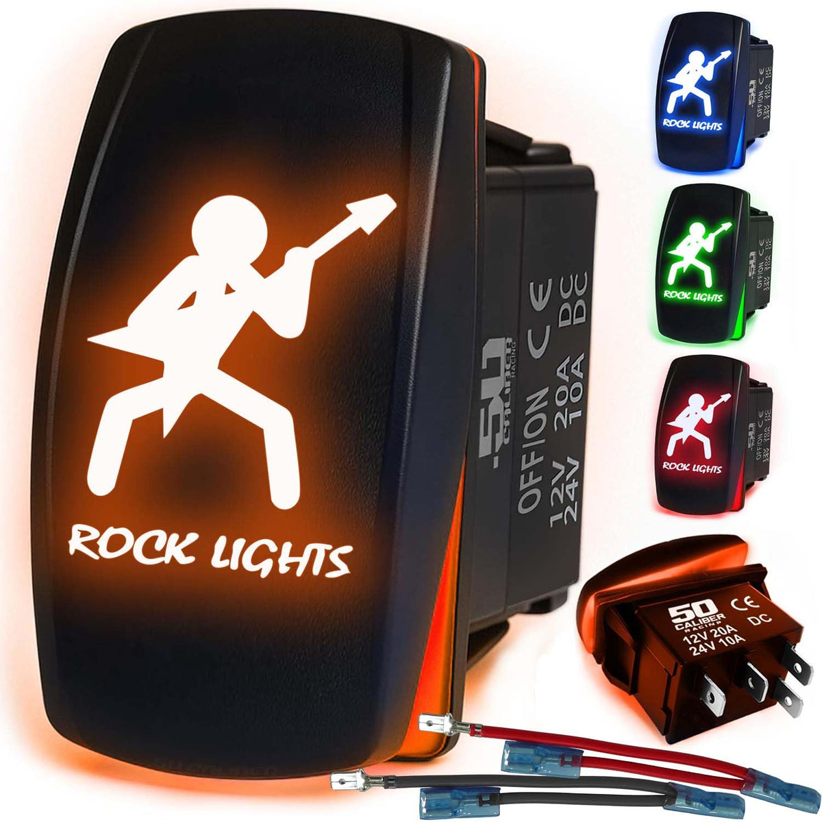 Waterproof Funny Rocker Switch 12v ON/Off, LED Backlit with Etched Design w/Toggle Switch 12v - UTV, Auto, Boat 20A Variation