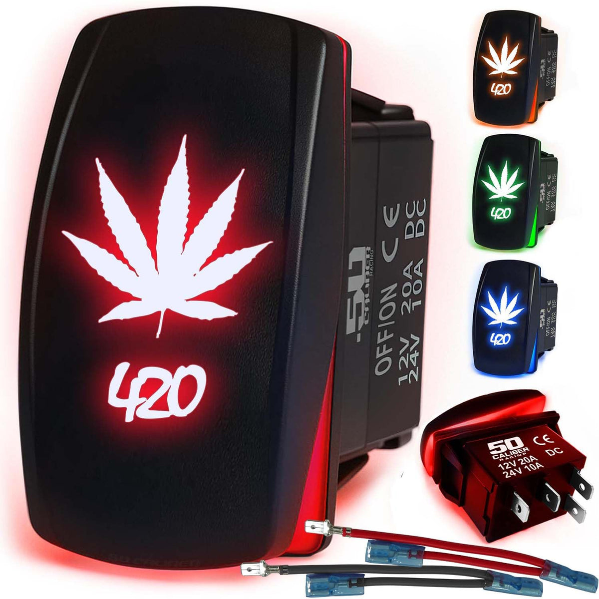 Waterproof Rocker Switch 12v ON/Off, LED Backlit with Etched Design w/Toggle Switch 12v - UTV, Auto, Boat 20A Variation