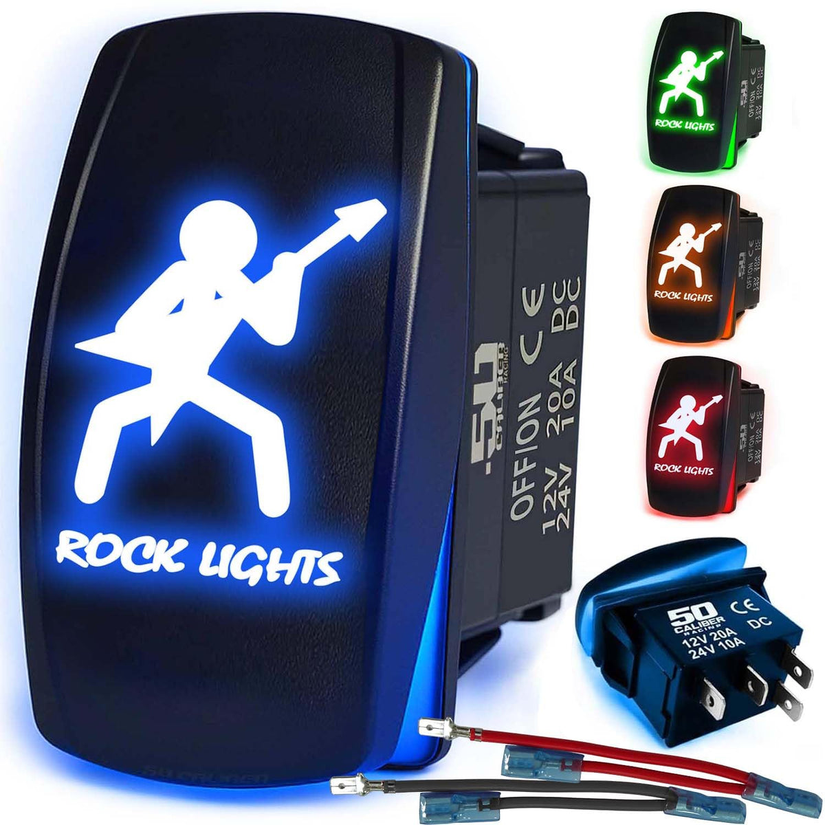 Waterproof Funny Rocker Switch 12v ON/Off, LED Backlit with Etched Design w/Toggle Switch 12v - UTV, Auto, Boat 20A Variation