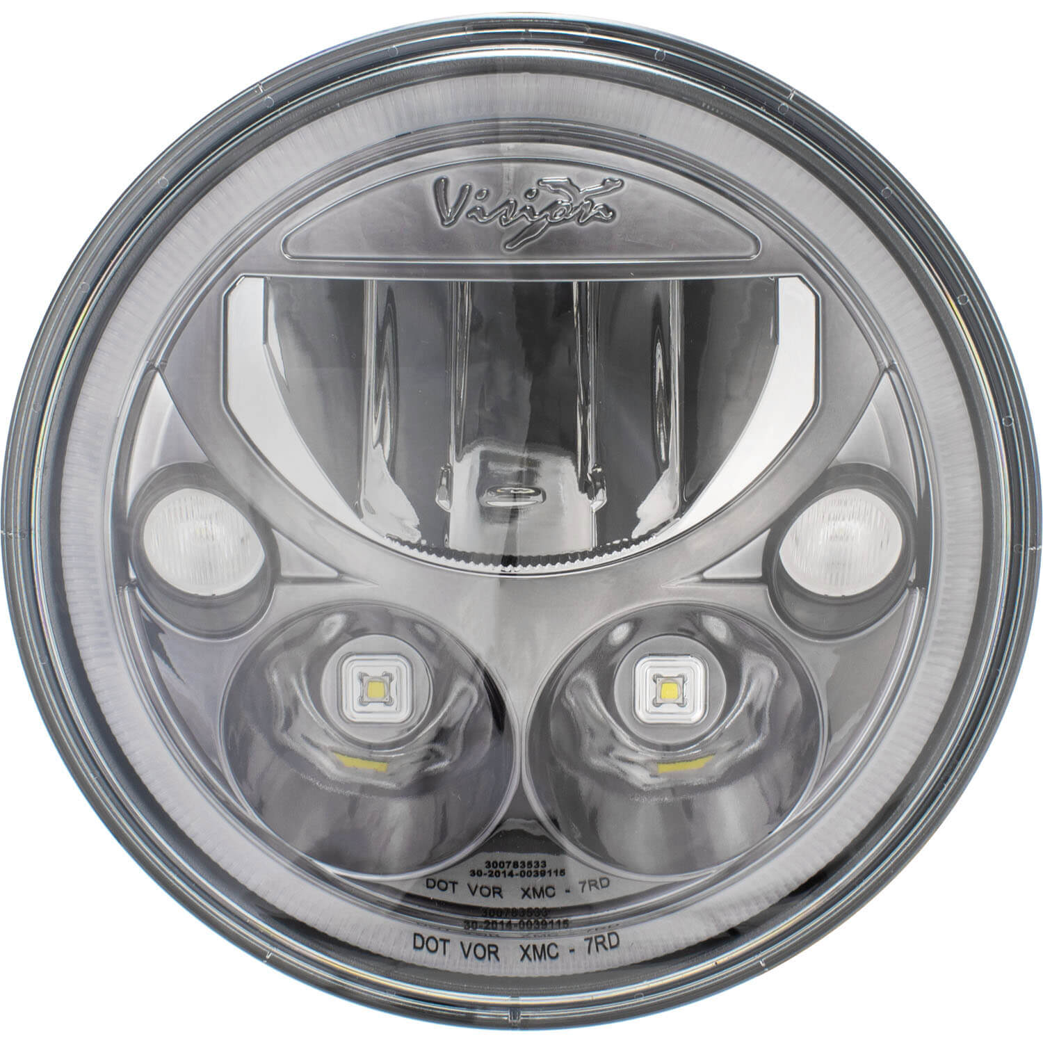 Single 7" Round Black Chrome VX Headlight (with Low-High-Halo)