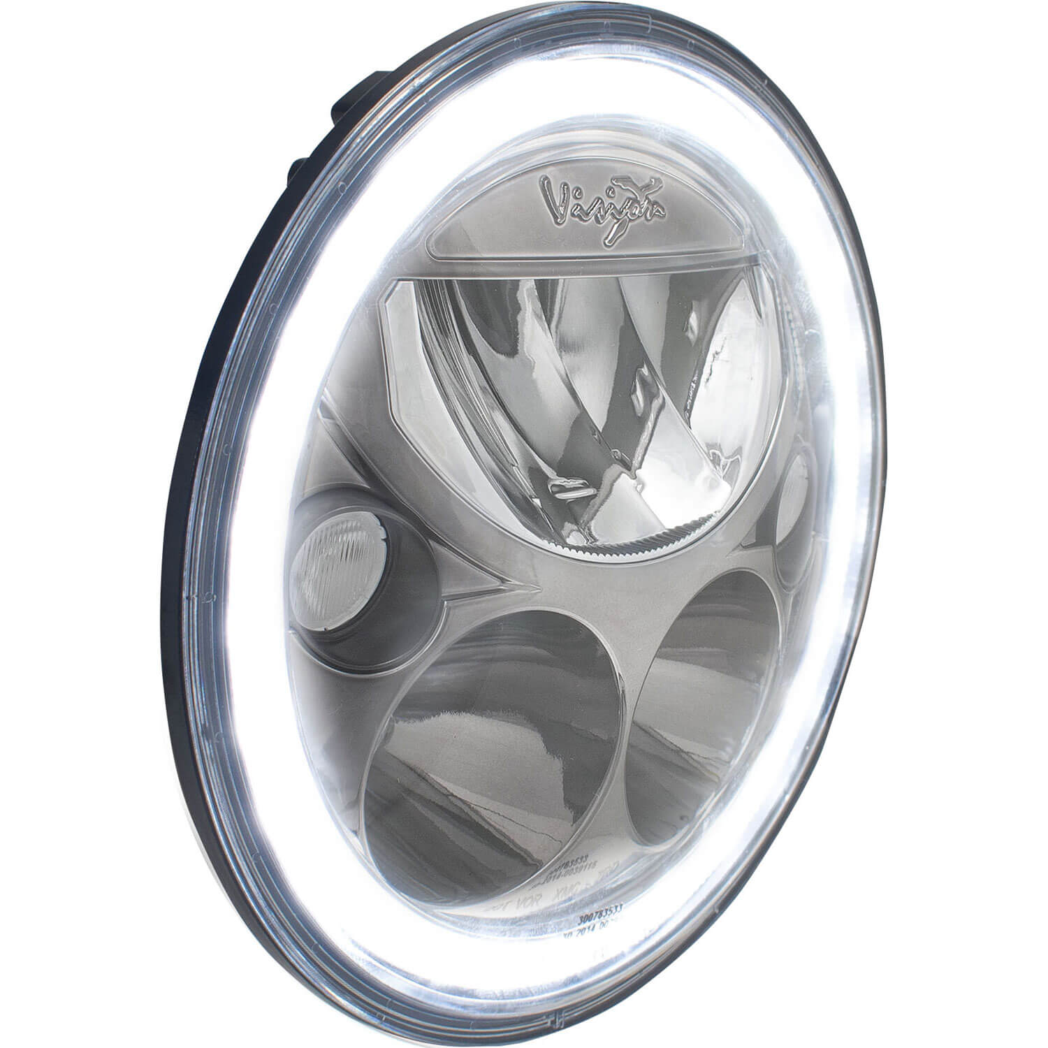 Single 7" Round Black Chrome VX Headlight (with Low-High-Halo)