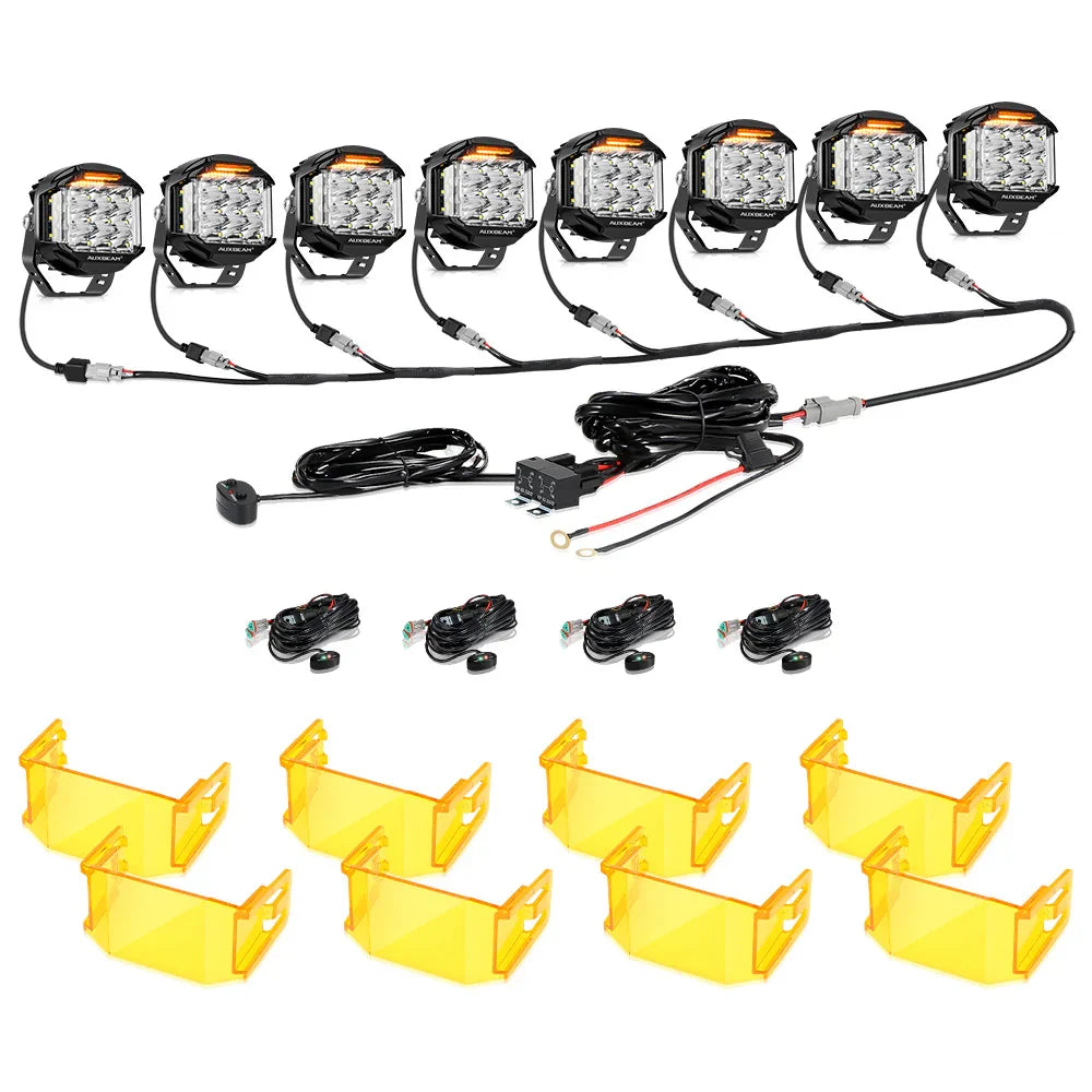 V-MAX Series | 5 Inch 168W 16440LM Spot Beam Side Shooter LED Round Pod Lights with Amber DRL