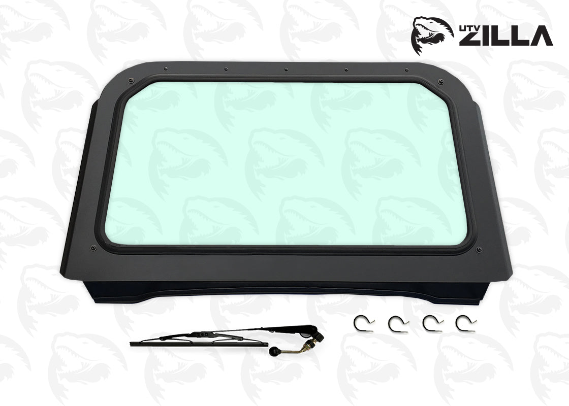Black RZR 570, 800, XP900  Full Glass Windshield with Wiper