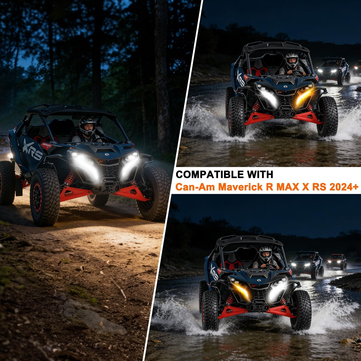 Tavaray  LED Fang Lights for Can-Am Maverick R 2024-2026 White DRL Turn Signals