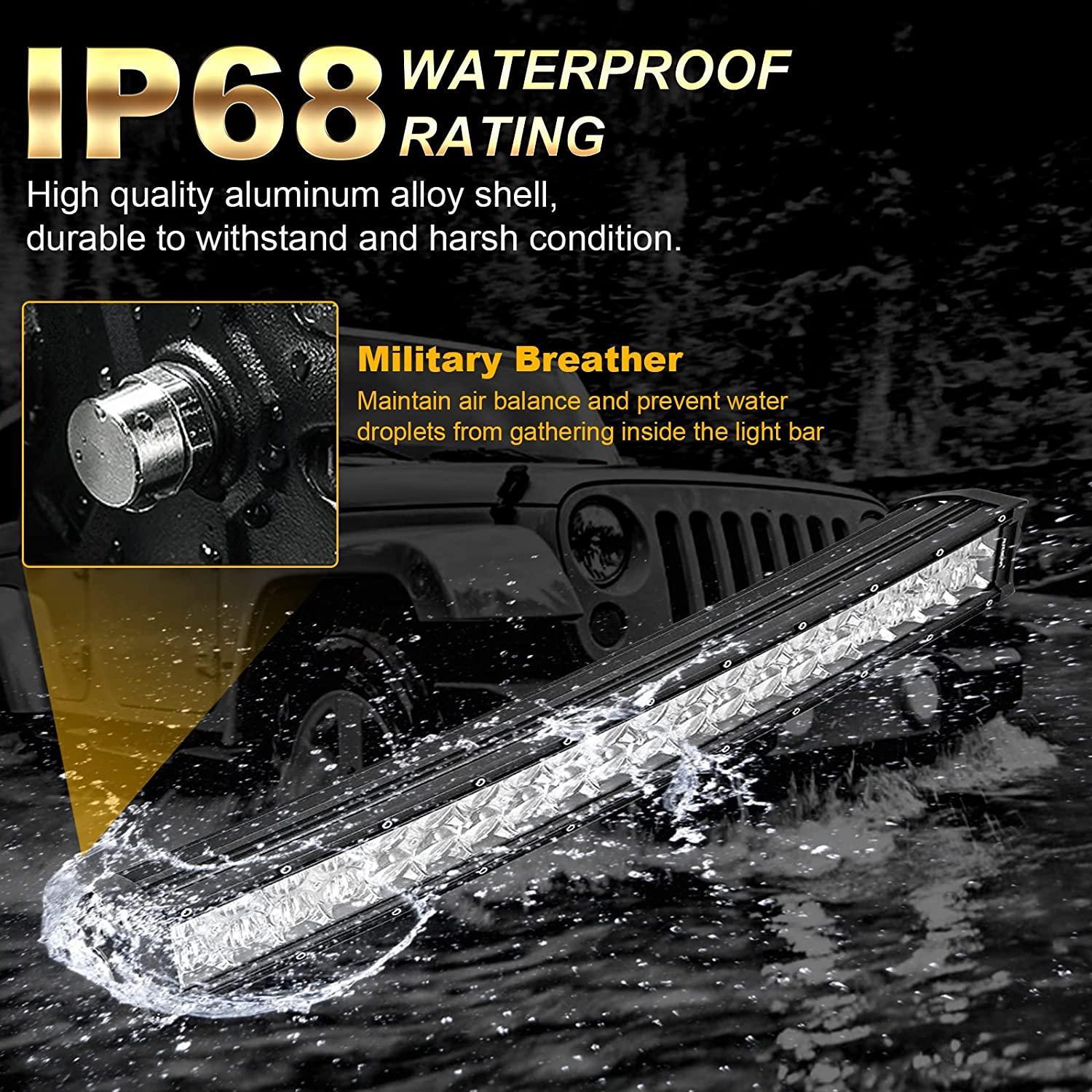 32 Inch 5D Series Straight/Curved LED Light Bar & Upper LED Light Bar Mounting Brackets Combo for 2013-2021 Polaris RZR XP1000 & 2015-2021 RZR 900 S900 S1000 EPS Modelsor RZR 900/ RZR S900/ RZR 900 XC/ RZR XP 1000/ RZR Turbo