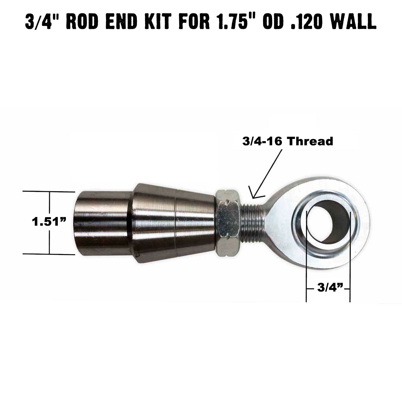 Single Joint Rod End - 3/4" Chromoly Heim - 1.75" OD Tubing