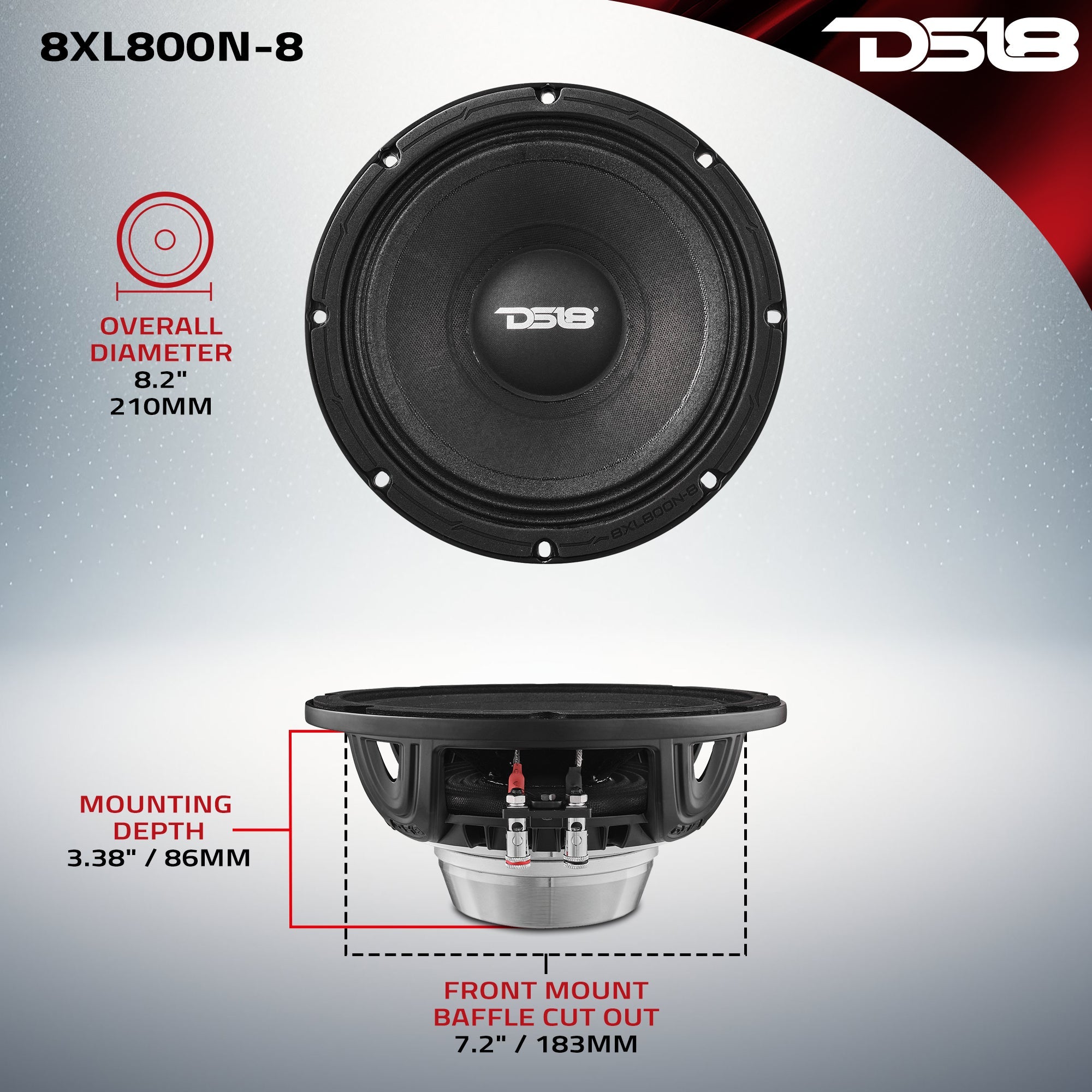 XL 8" Mid-Range Loudspeaker 8-Ohm with Neodymium Magnet 400 Watts RMS