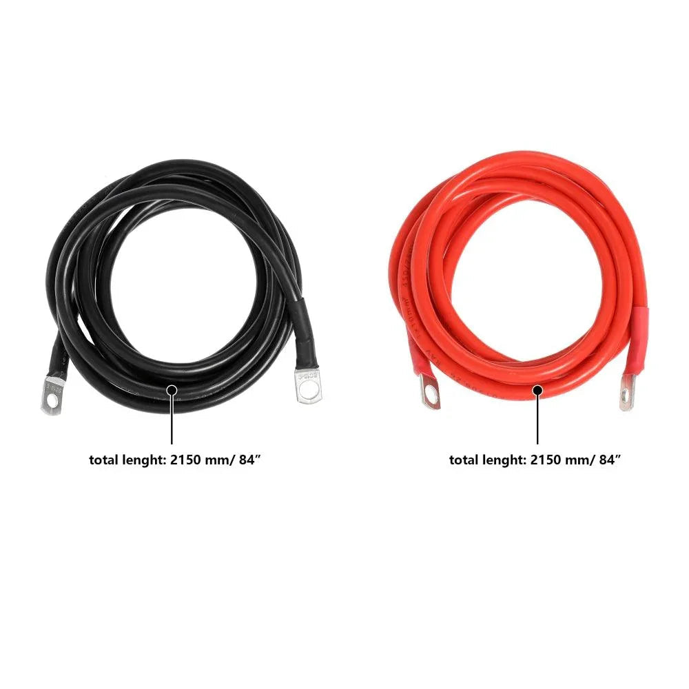 7FT 7AWG Battery Cables Tinned Copper Ring Terminal Lugs Battery Wires