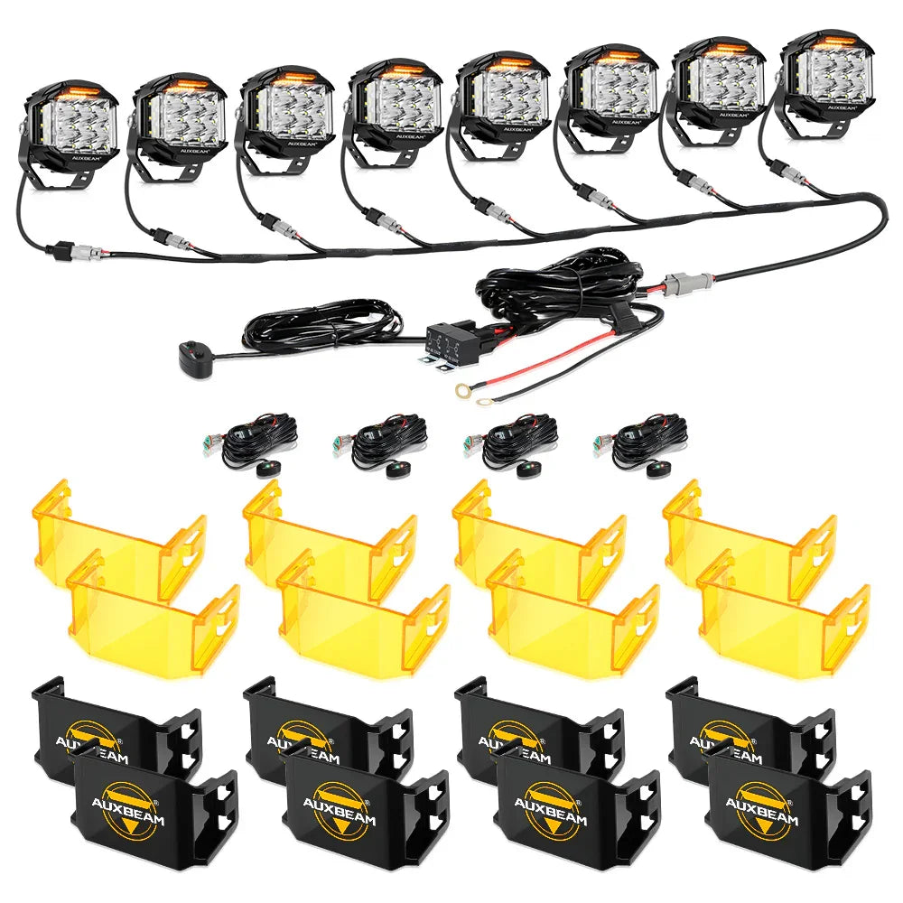 V-MAX Series | 5 Inch 168W 16440LM Spot Beam Side Shooter LED Round Pod Lights with Amber DRL