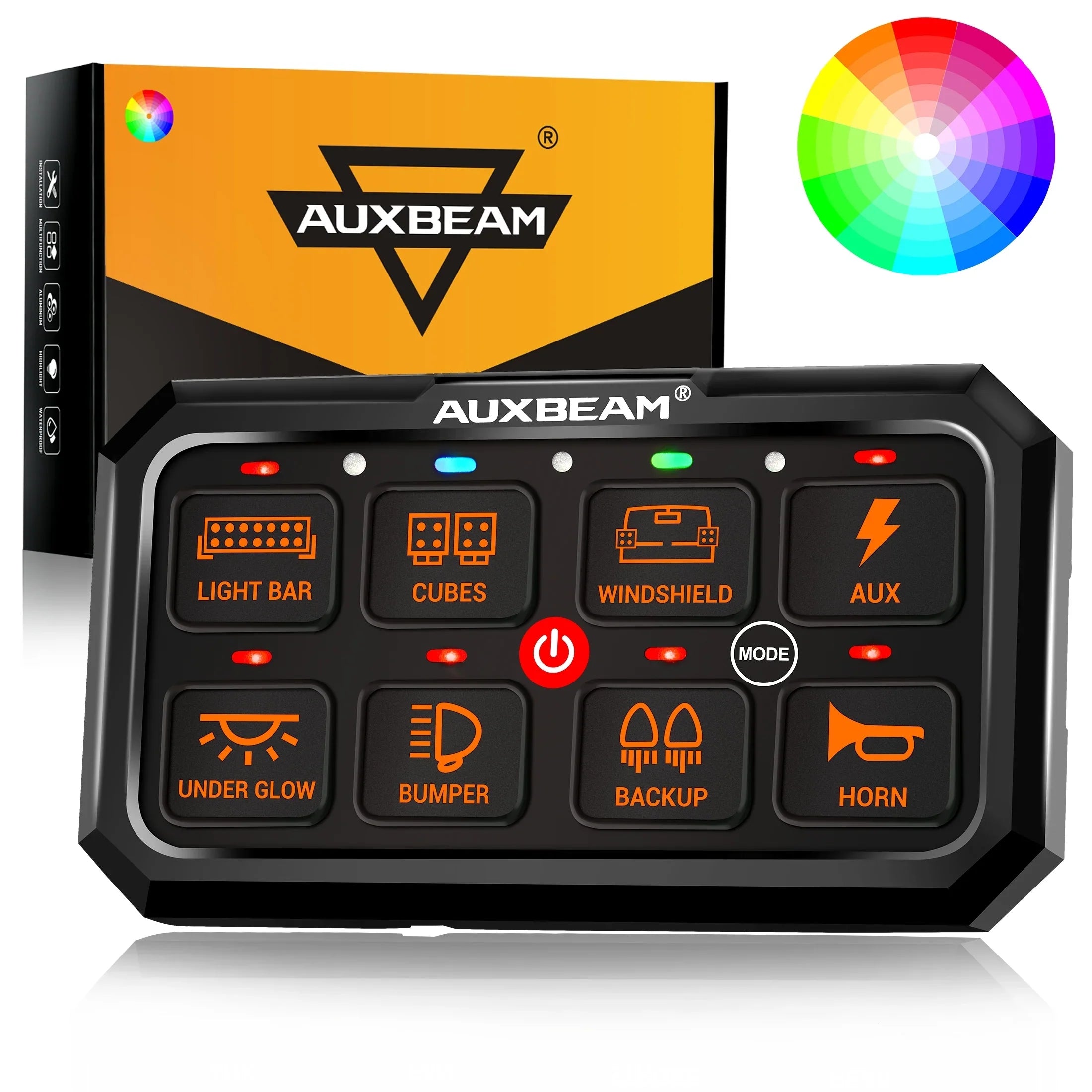 RGB Series 8 Gang (RA80 XL) Switch Panel, Larger Size, Toggle/ Momentary/ Pulsed Mode Supported