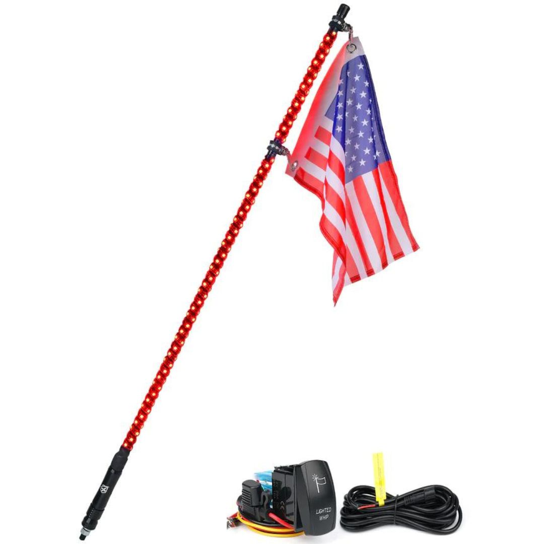 Xprite Spiral RGB LED Whip Lights – Off-Road Flag Pole Chase Lights for UTV, ATV, Polaris RZR  | Twister Series