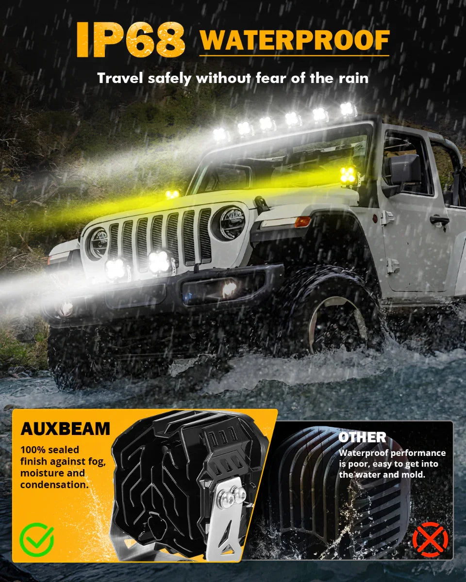 XP-ULTRA Series 4.5 Inch Flood Beam LED Pod Lights Off Road Lights with Amber DRL