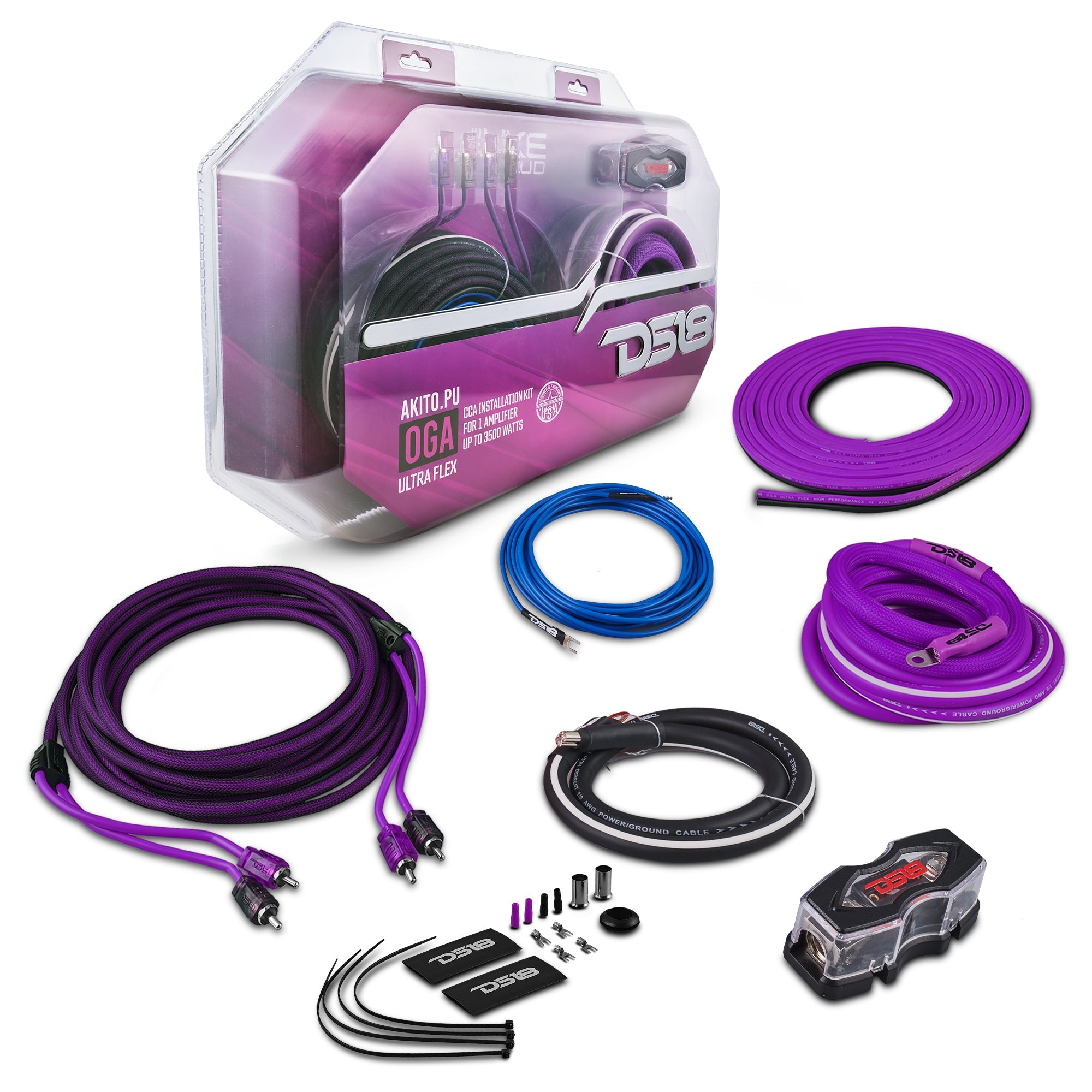 0-GA Amplifier Installation Wiring Kit - Purple