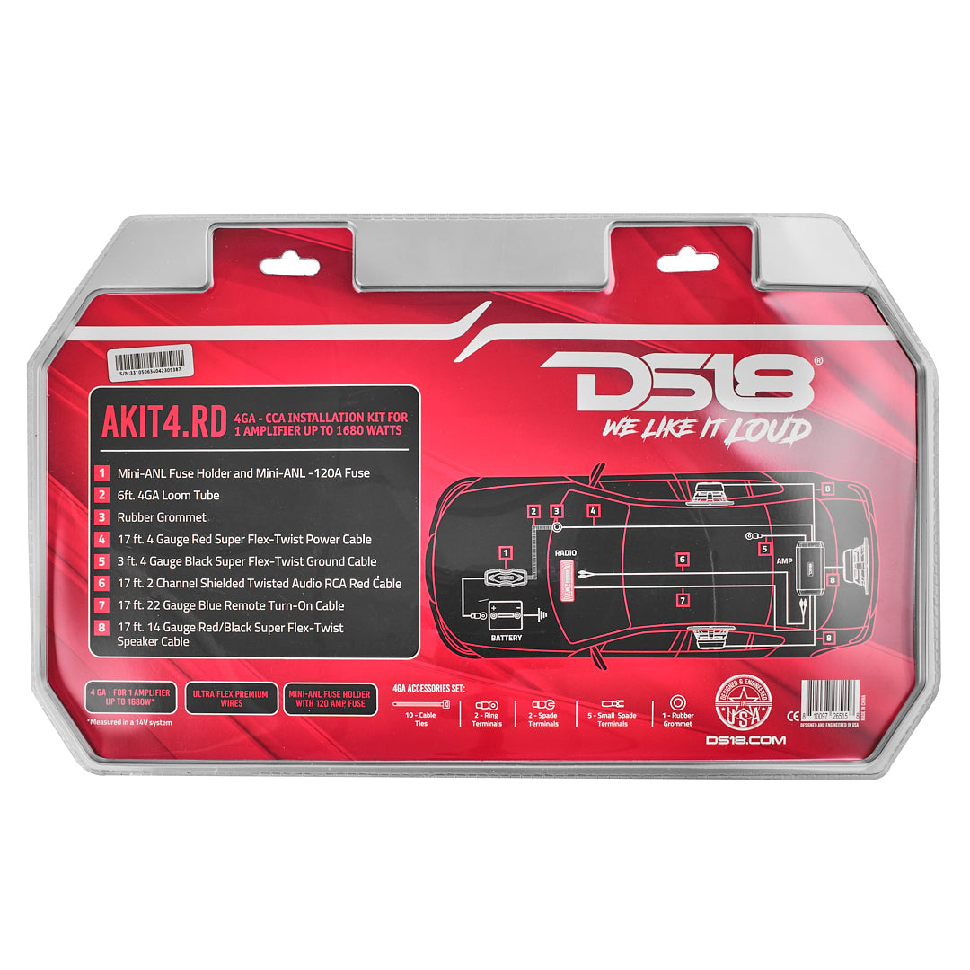 4-GA Amplifier Installation Kit - RED