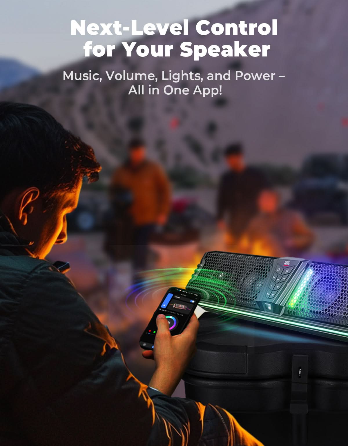 Midnight 60 UTV Soundbar 26" ¡§C Bluetooth & RGB Lights, Waterproof 2025 for Golf Cart/ATV/Polaris - Kemimoto