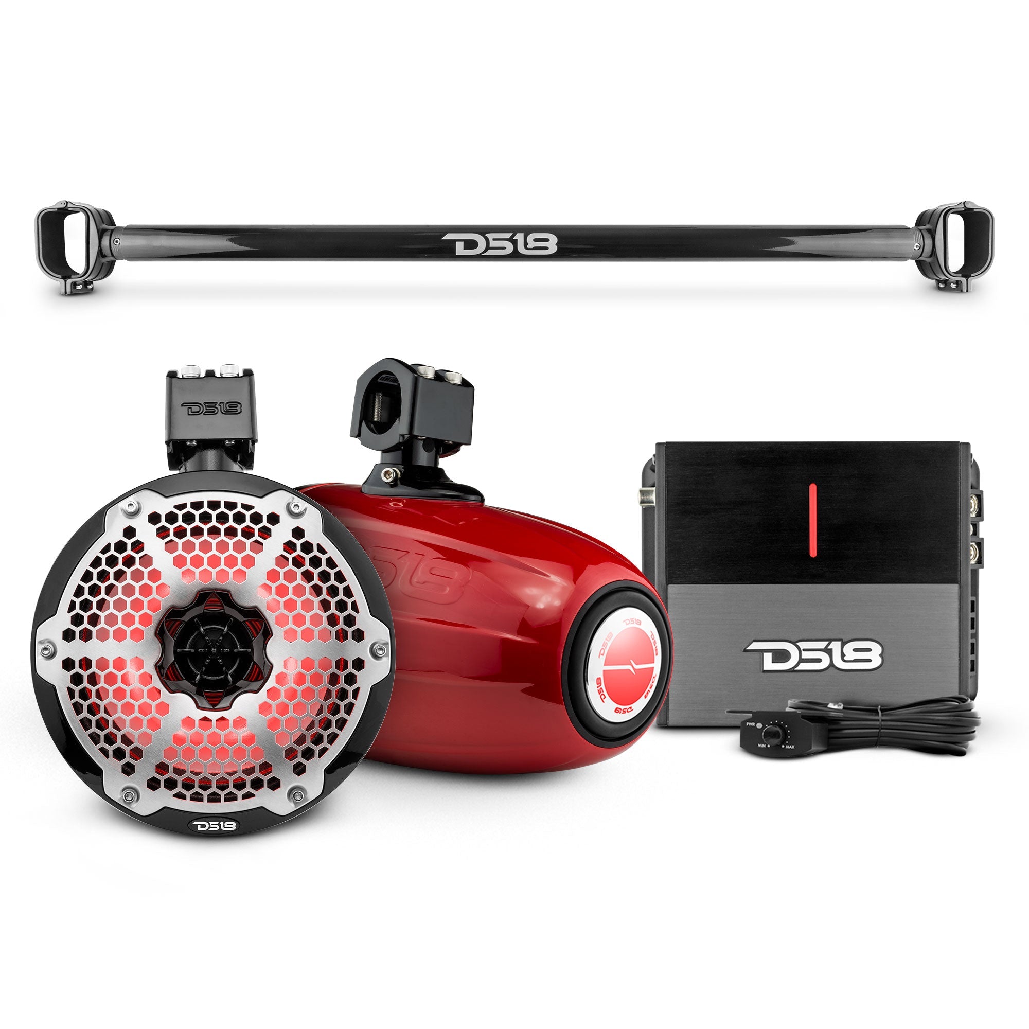 Bronco 6th Gen Mounting Tube Bundle with 8" Marine Tower Speakers with RGB LED Lights and Amplifier
