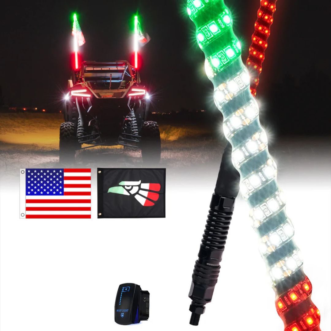 Xprite Spiral Static LED Whip Light with Eagle Mexico Flag