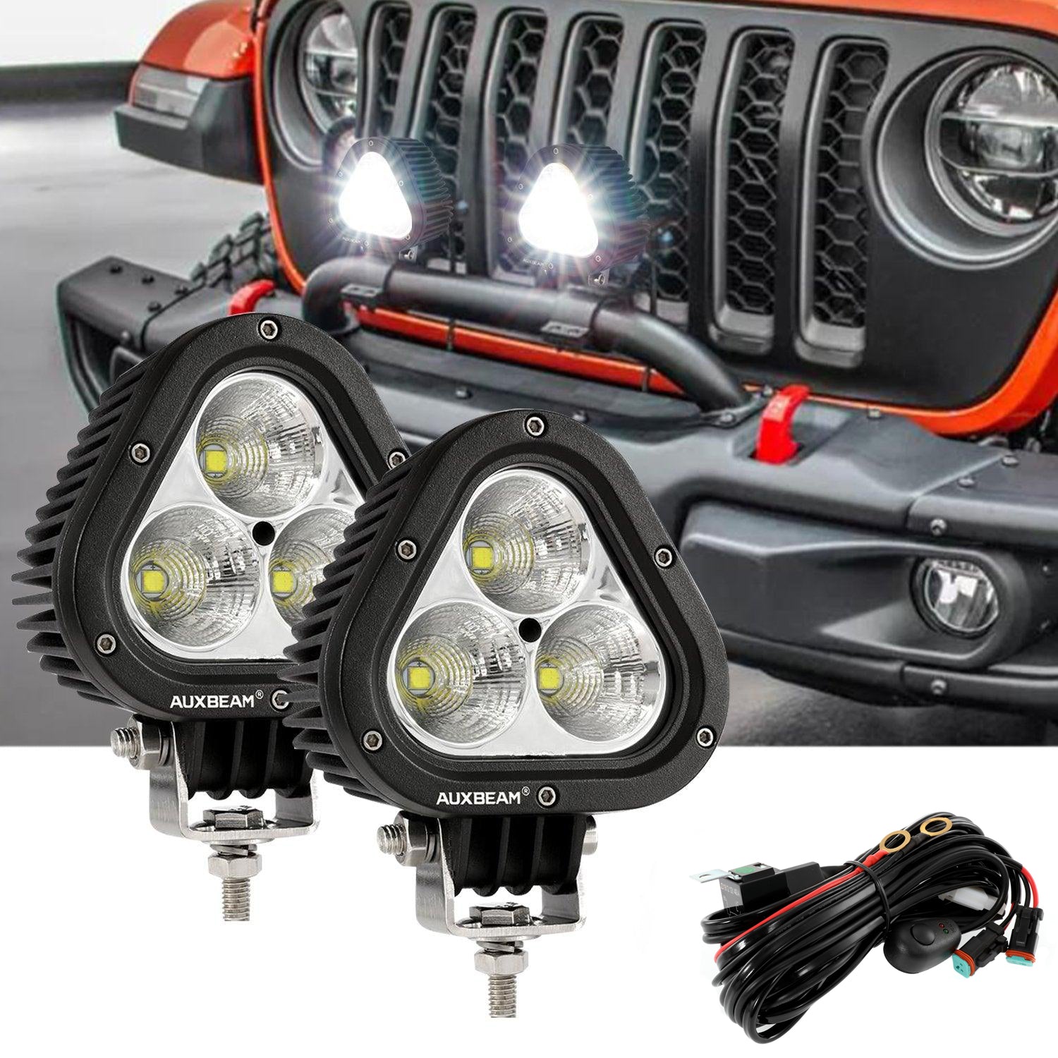 T4 Series | 4 Inch 90W Triangle Spot White LED Pods Lights