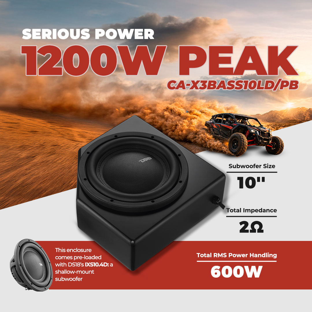 Can-Am 10” Under-Seat Subwoofer Enclosure for 4-Door Maverick X3 (2017-Up) - Rear Passenger Side
