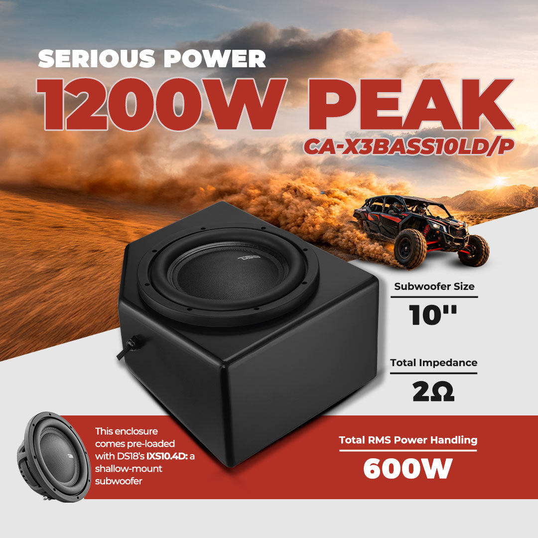 Can-Am 10” Under-Seat Subwoofer Enclosure for 2-Door & 4-Door Maverick X3 (2017-Up) - Front Passenger Side
