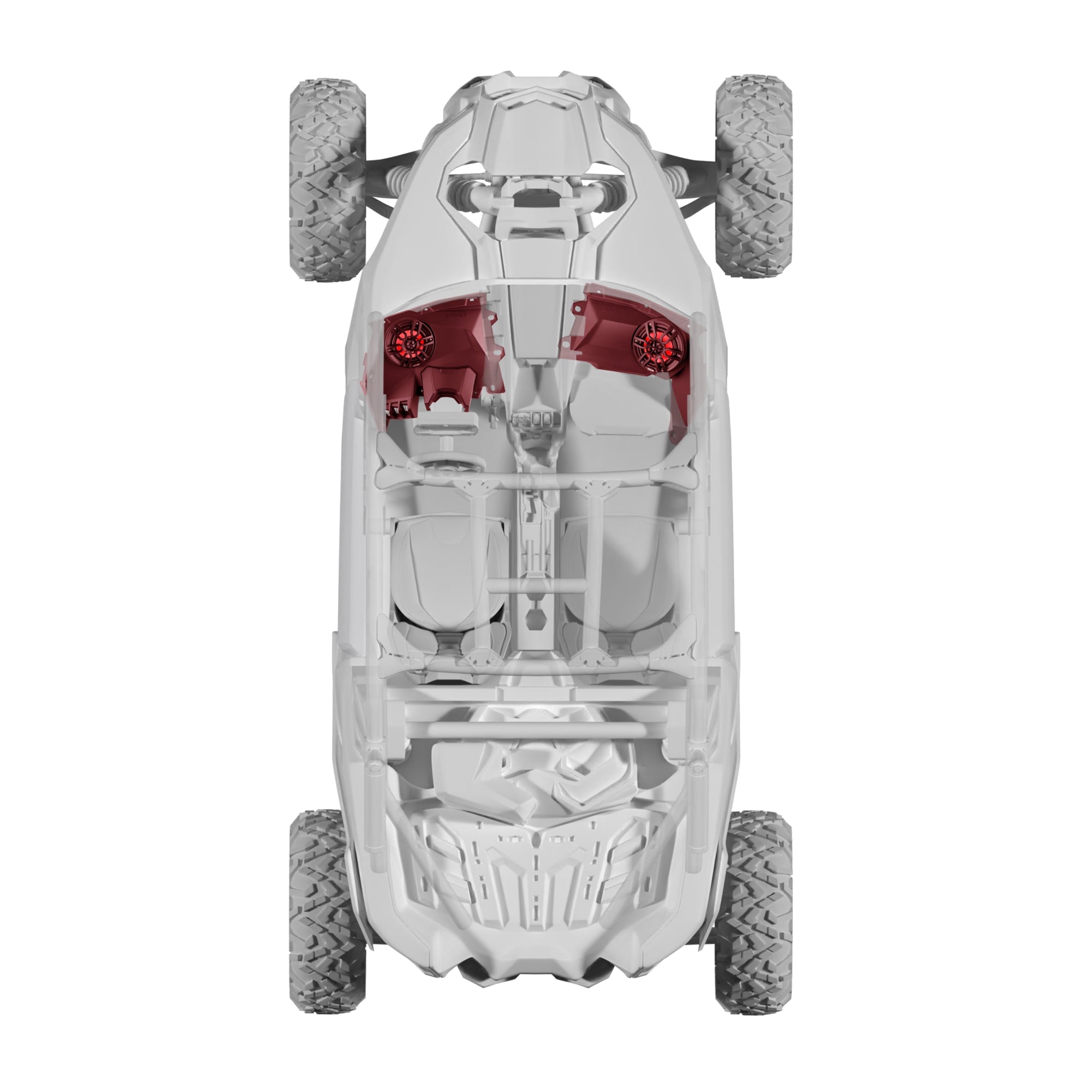 Can-Am Maverick X3 Stage 2 Dash Panel Speaker Enclosures and Driver Side Under Seat Subwoofer Enclosure - 2800W MAX