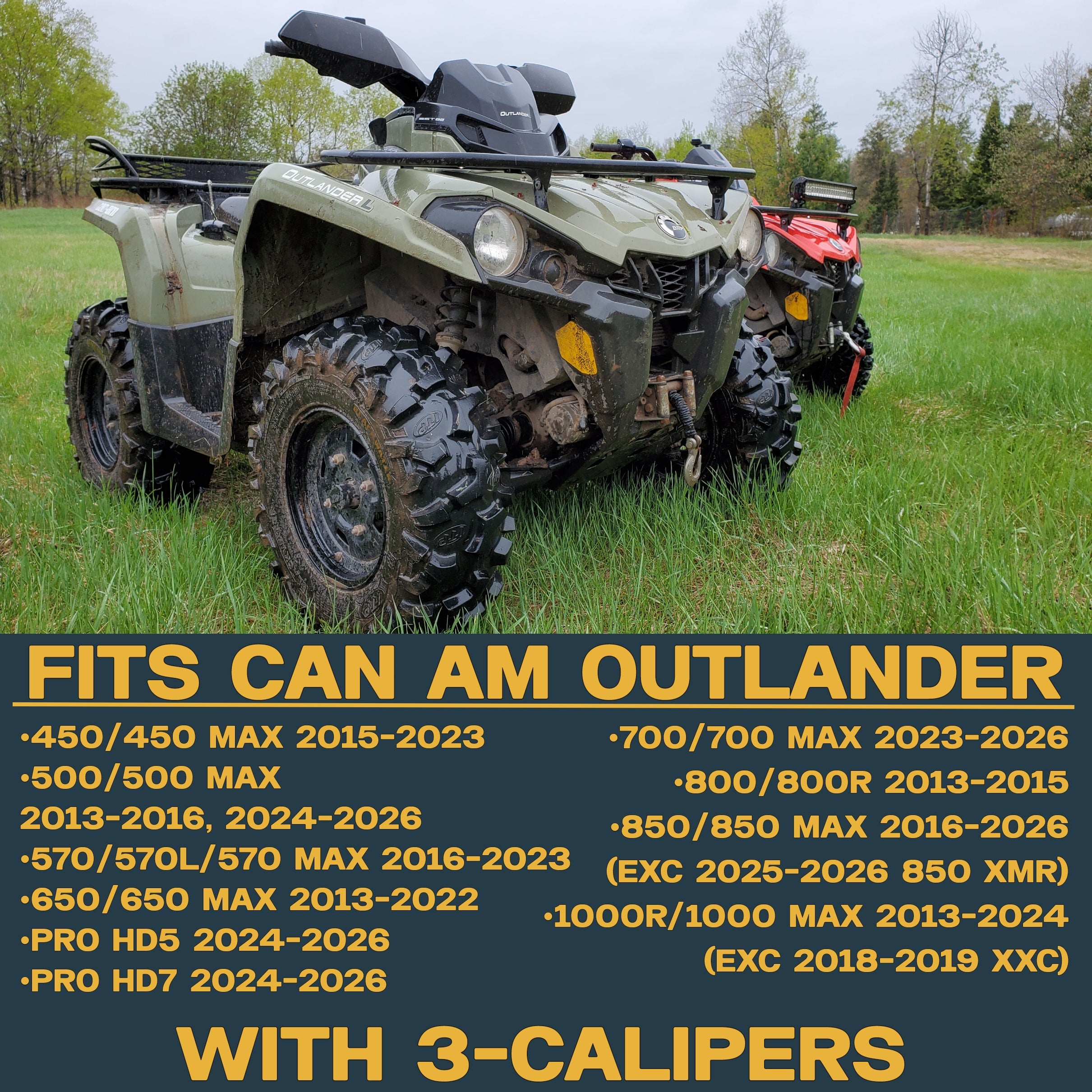 Can-Am Outlander 450/500/570/650/850/1000/HD5/HD7/PRO 2013-2026 Ridge Rider Rotor and Pad Kit
