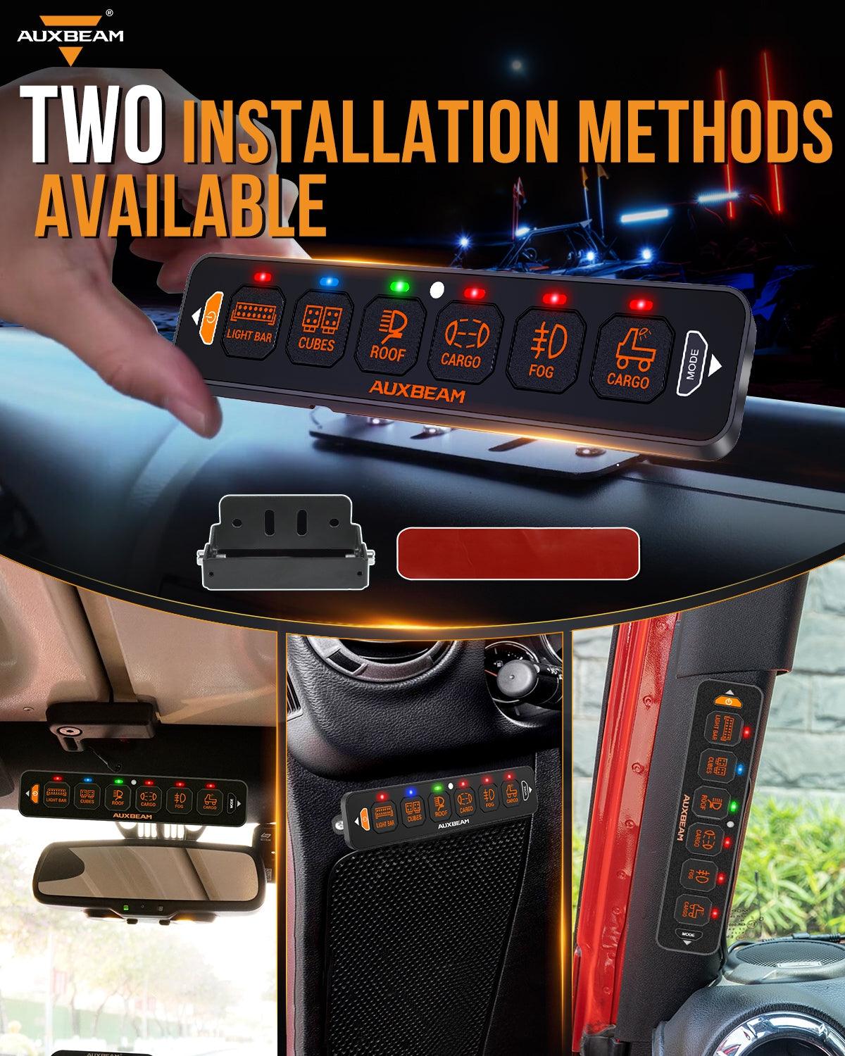 AS-600 RGB Slim Switch Panel with APP&Remote Control, Toggle/ Momentary/ Pulsed Mode Supported(One-Sided Outlet)