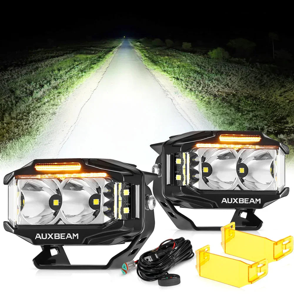 V-MAX Series 4/5/7 Inch Spot Beam Side Shooter LED Pod Lights with Amber DRL