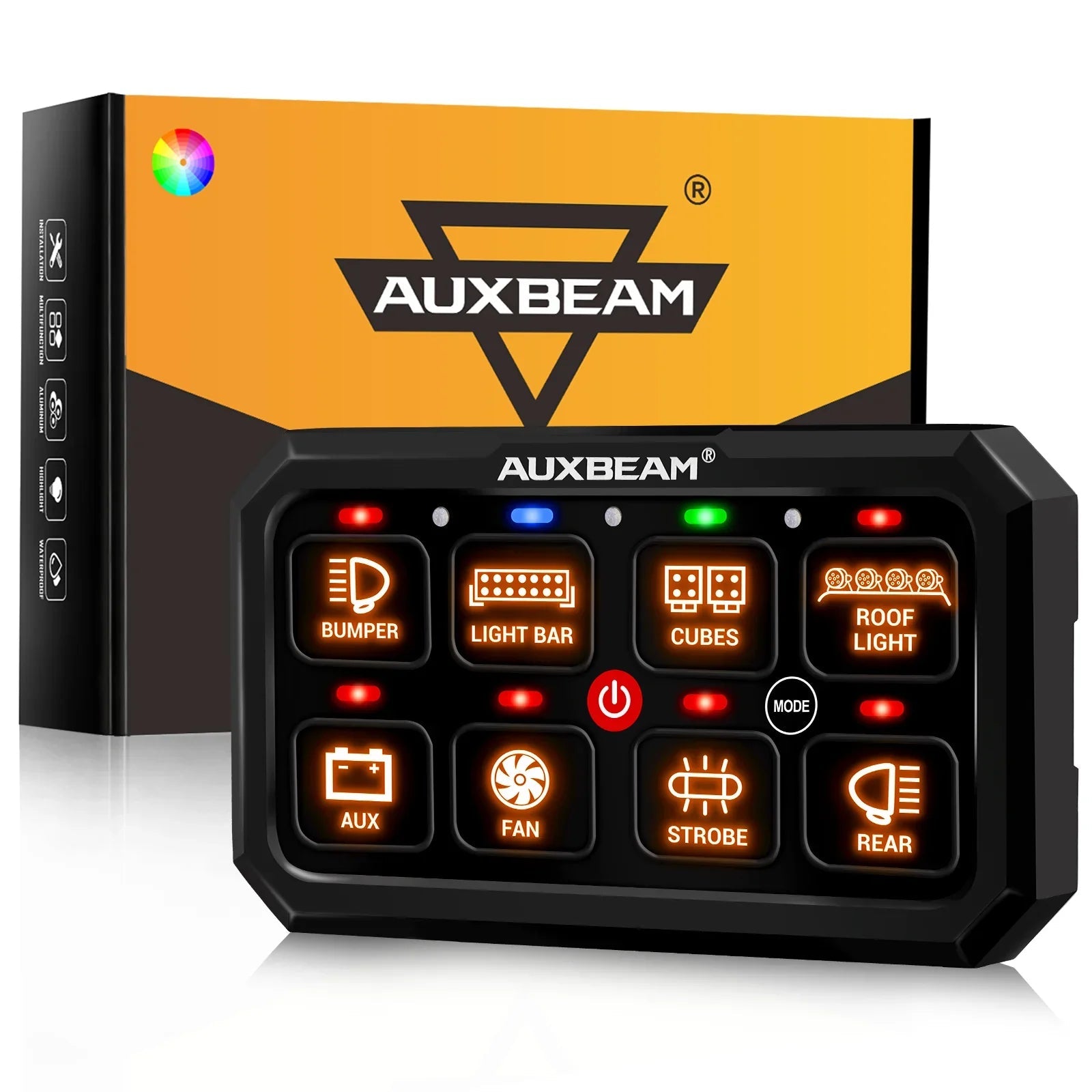 RGB Series 8 Gang (RB80 XL) Switch Panel without APP, Toggle/ Momentary/ Pulsed Mode Supported (Two-Sided Outlet)