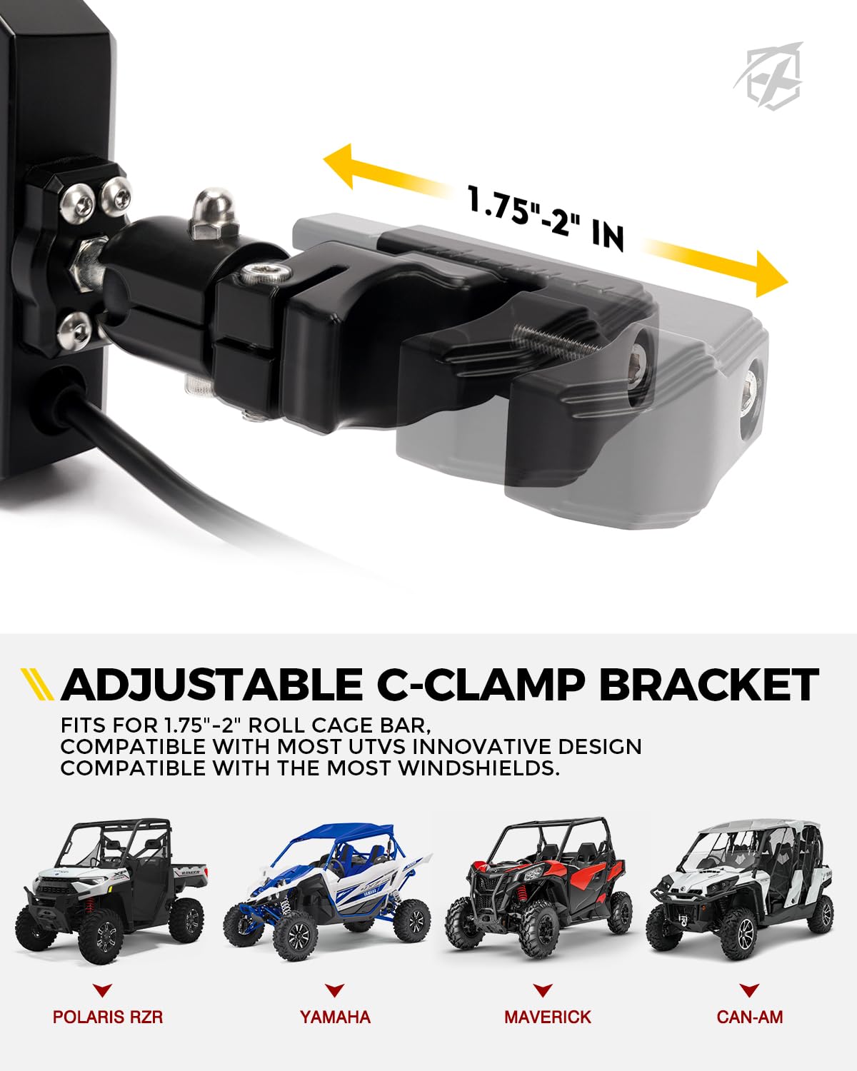 Xprite UTV Side Mirrors with LED Spot Lights – Anti-Glare Blue Tinted Off-Road Mirrors | Destiny Series