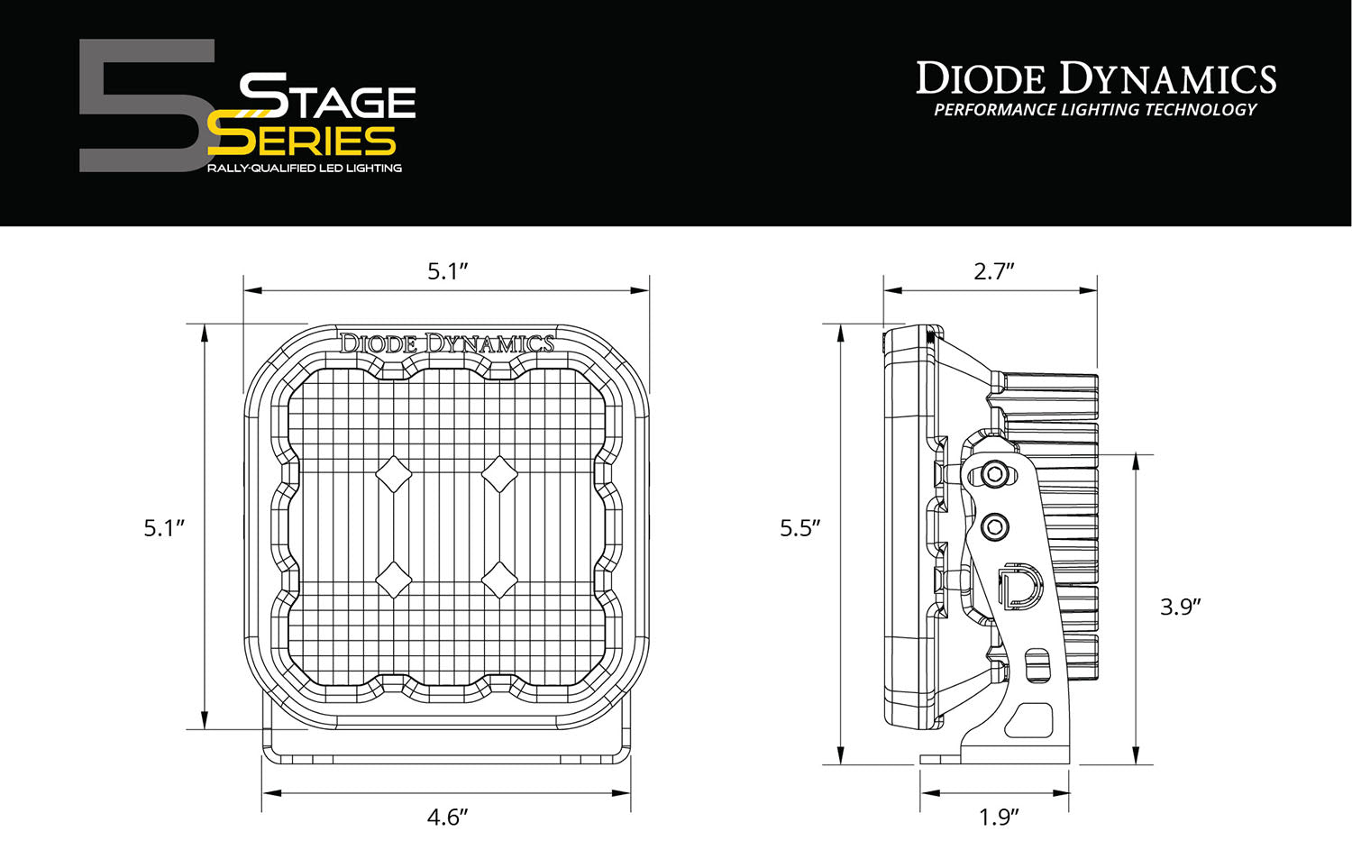 SS5 LED Pod Pro White Spot Single Diode Dynamics