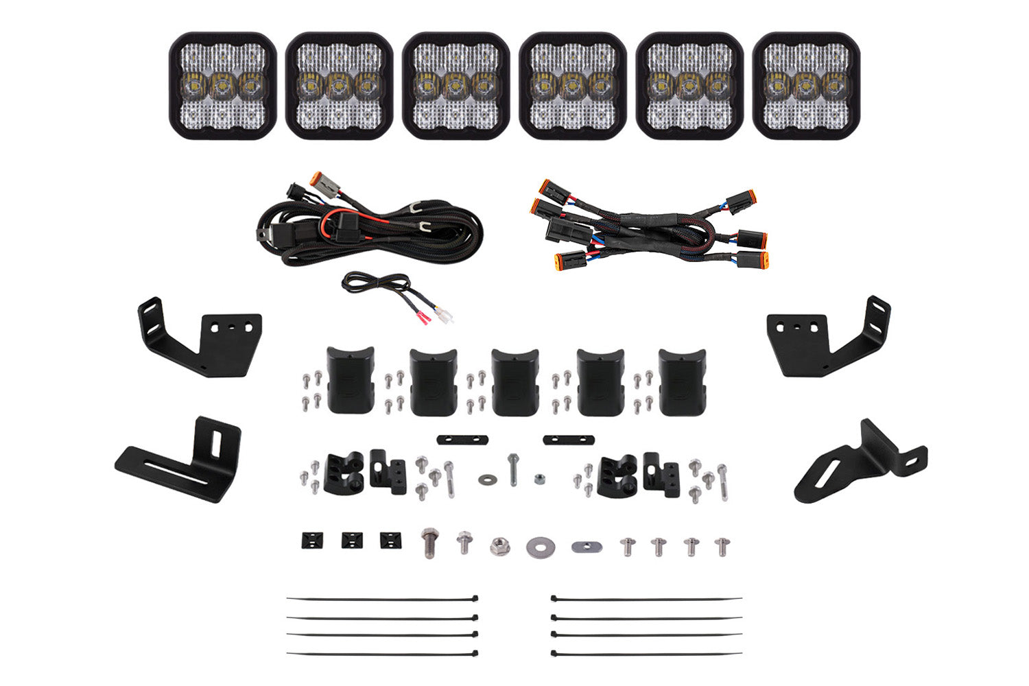 SS5 6-Pod CrossLink Mounting Kit for Prinsu/Sherpa Roof Racks, Sport Yellow Combo Diode Dynamics