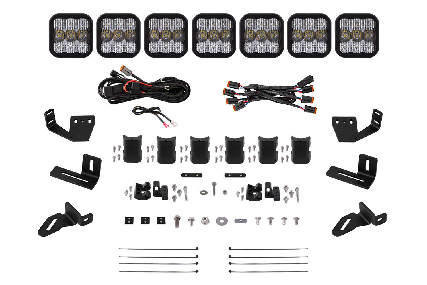 SS5 7-Pod CrossLink Mounting Kit for Prinsu/Sherpa Roof Racks, Sport White Combo Diode Dynamics