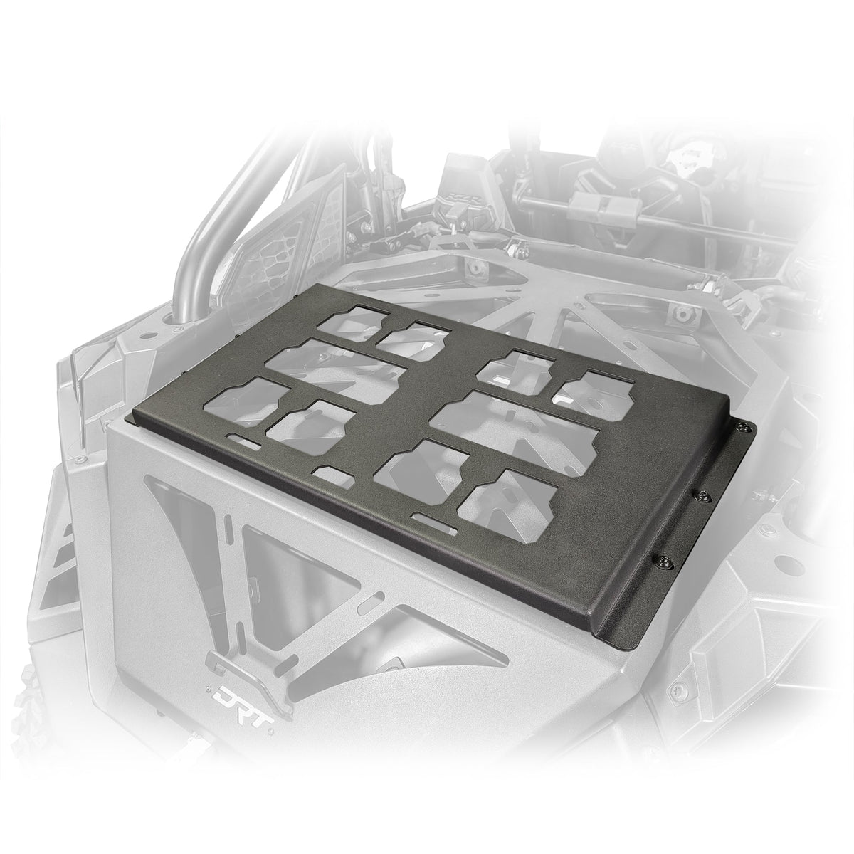 Polaris RZR Packout mount metal bracket mounted on tire carrier