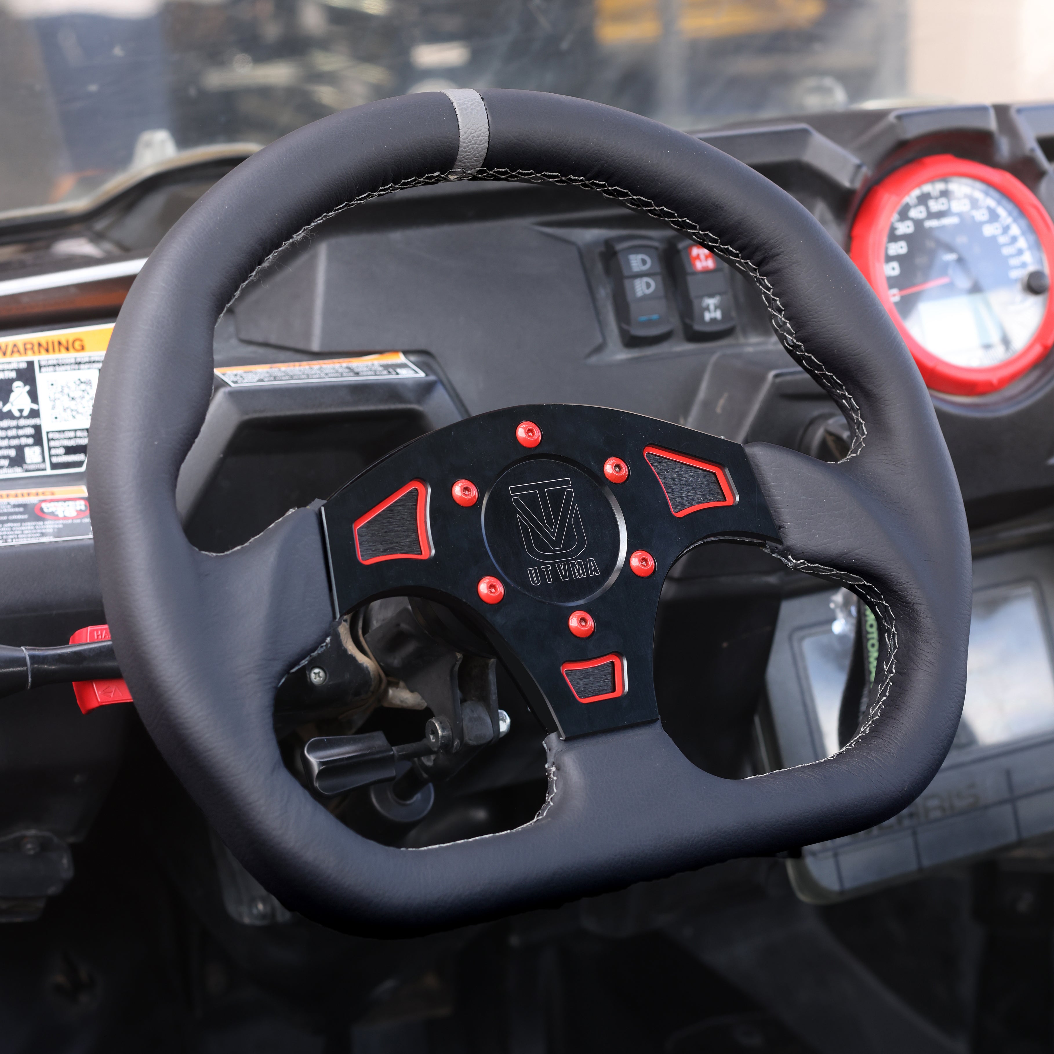 UTVMA DriftX Leather Steering Wheel With Hub (Polaris and Can Am Models)