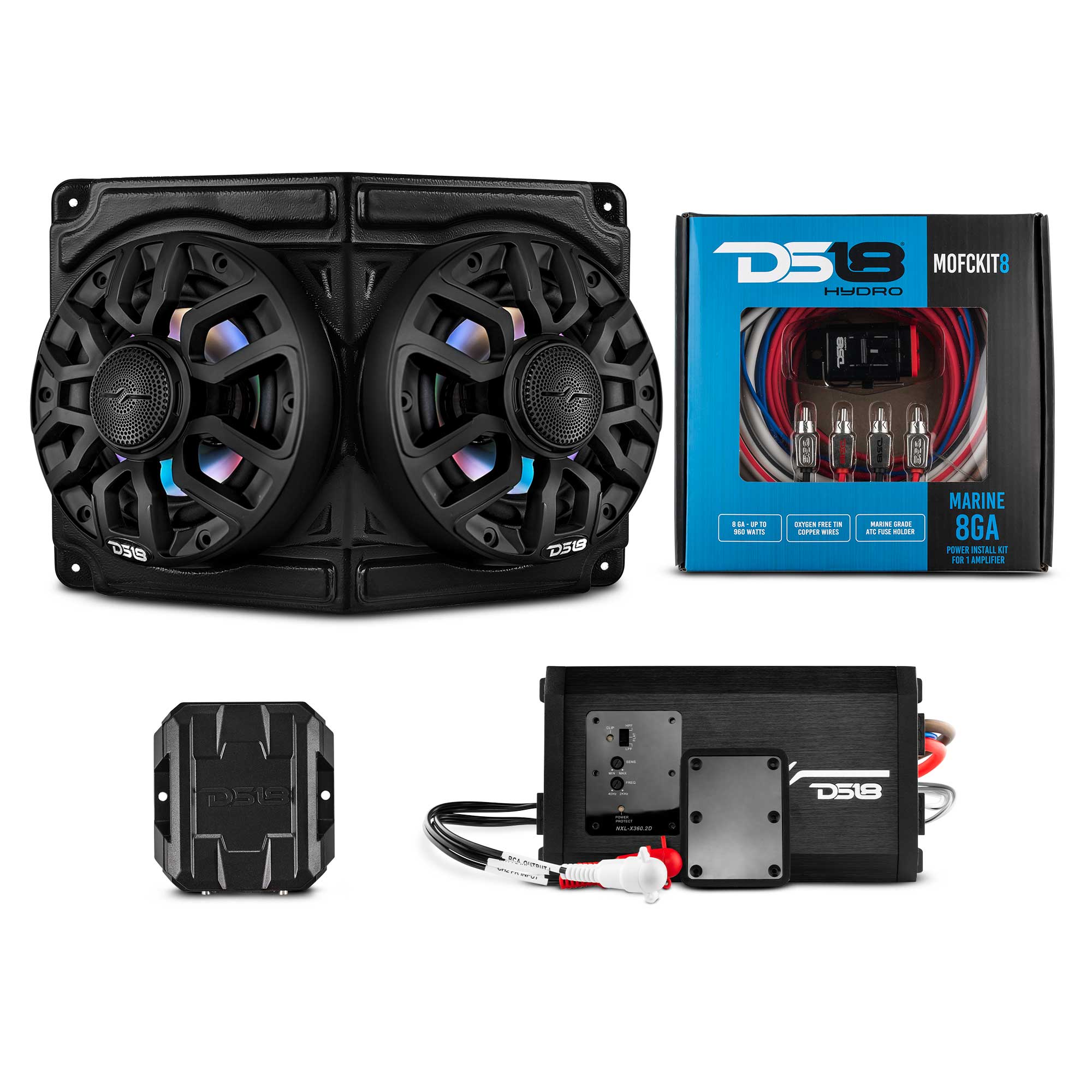 Polaris RZR / RZR PRO Overhead Enclosure With Amplifier and Installation Kit - Loaded with 2x 6.5" 2-Way Marine Speakers With Digital LED Lights