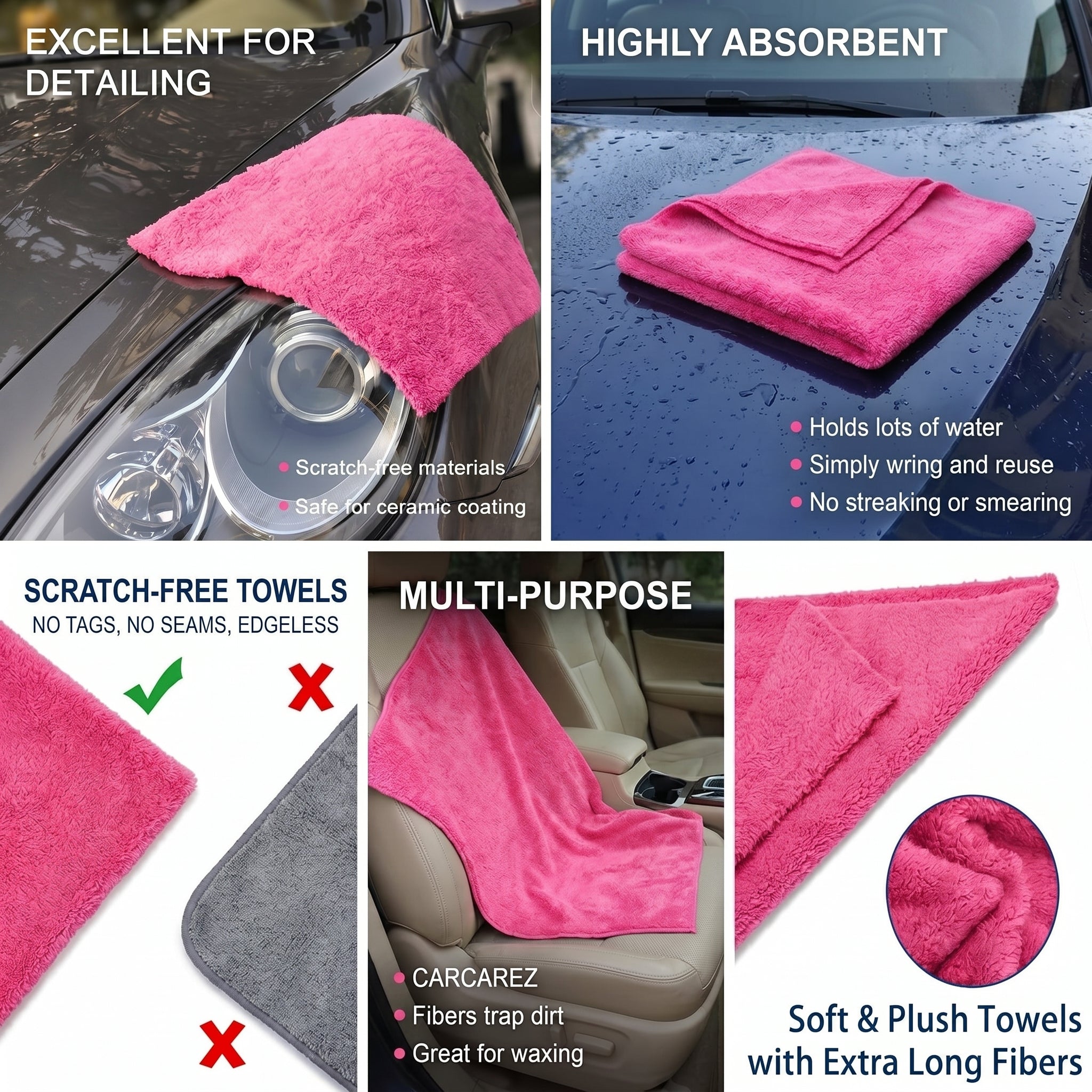 WASH&WHIPS Edgeless Microfiber Coral Fleece with Ultrasonic Edge