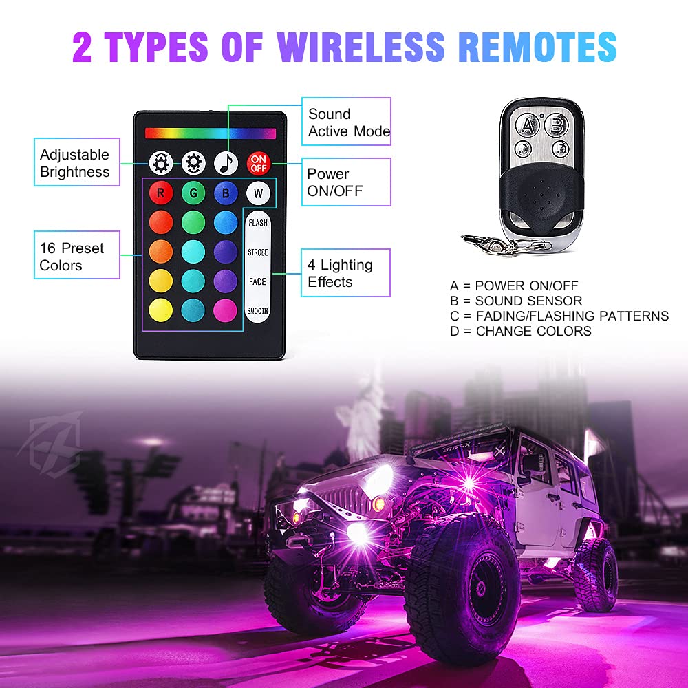 RGBW Jeep Rock Lights – Bluetooth Off-Road Underglow LED Lights for Truck, UTV & ATV | Xprite