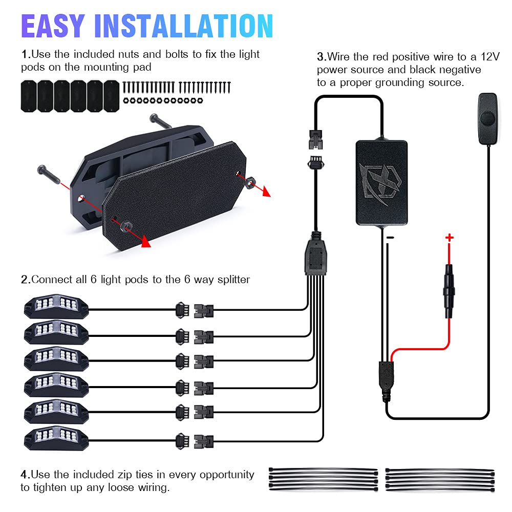 RGBW Jeep Rock Lights – Bluetooth Off-Road Underglow LED Lights for Truck, UTV & ATV | Xprite