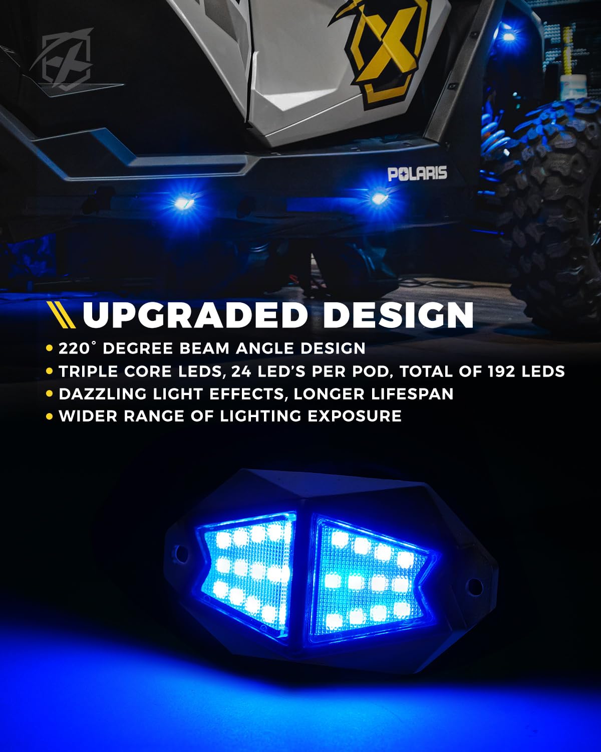 Xprite RGB LED Rock Lights with APP & Remote Control – Off-Road Underglow Lights for Jeep Trucks UTV ATV