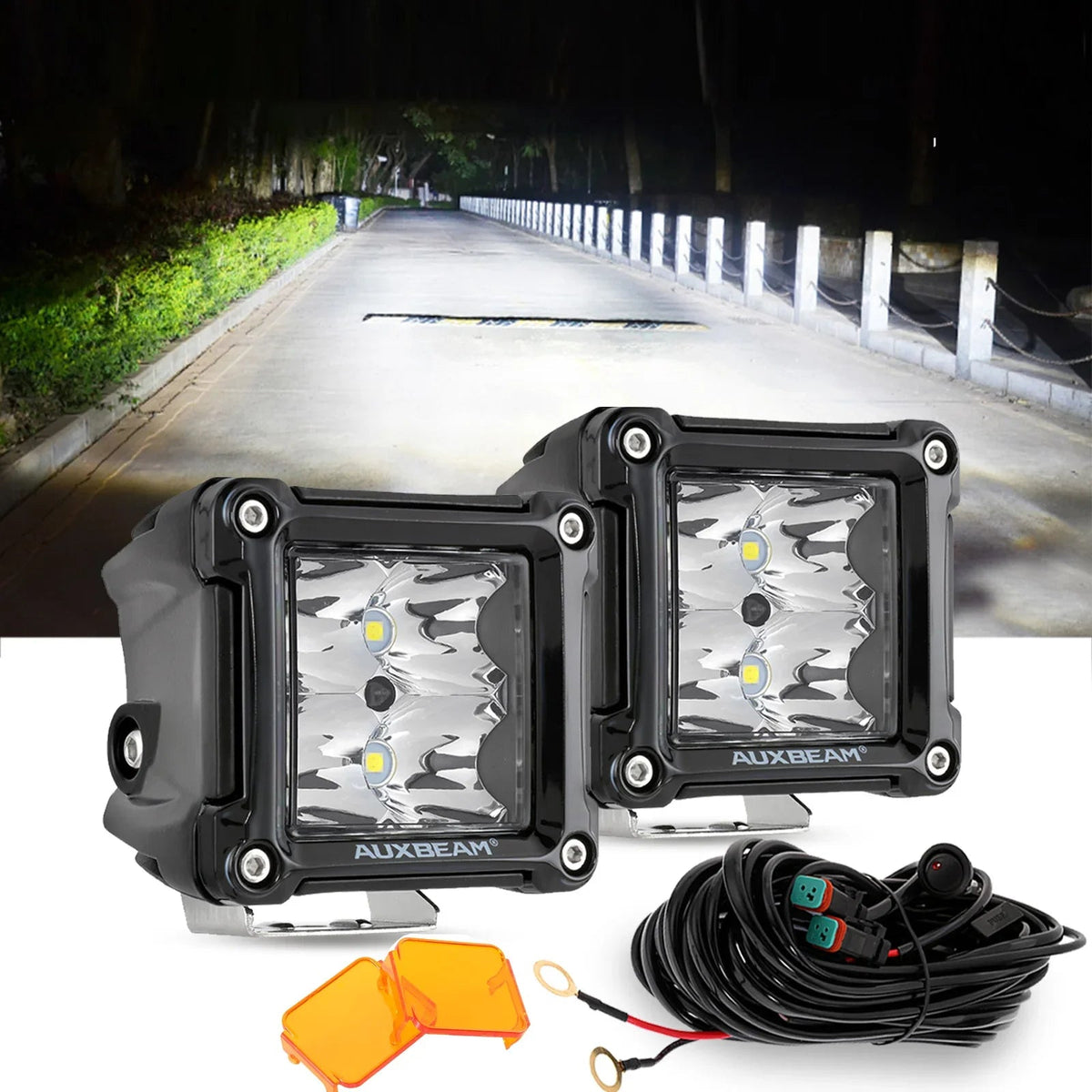 3 Inch 40W LED Pods Light Spot/Flood Multicolor frame with wiring harness for SUV ATV UTV Trucks Pickup Boat