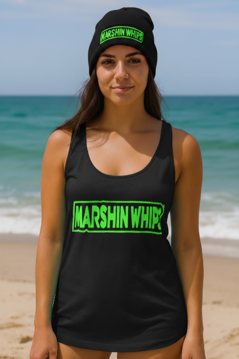 Marshin Whips Black and Green Glow-in-the-Dark Tank Top | Off-Road Apparel