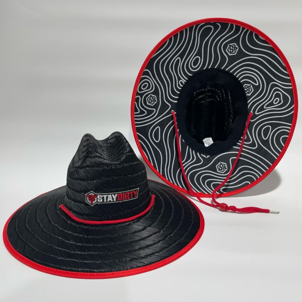 Sun Hat - Stay Dirty - Red/Black Topography