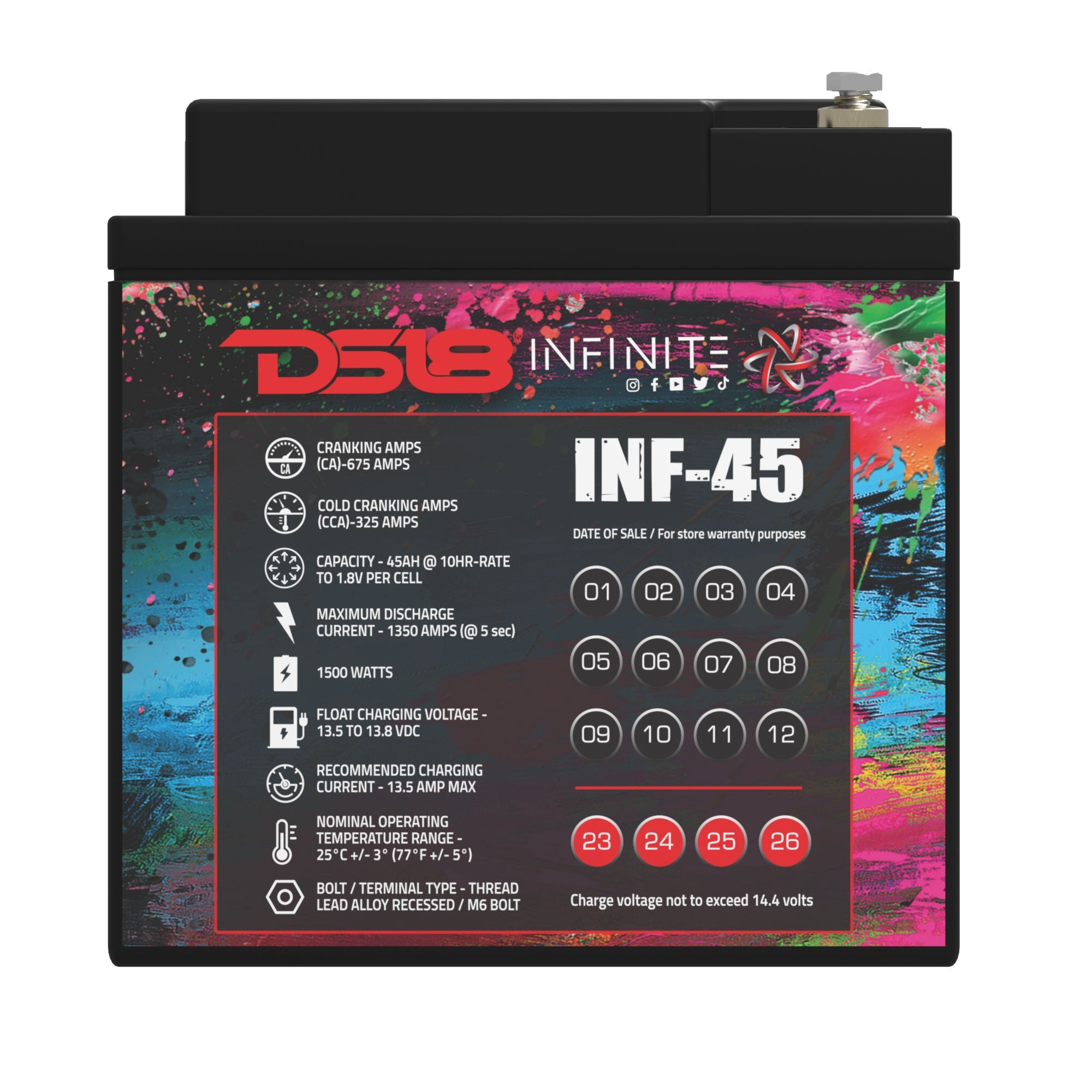 INFINITE 45 AH AGM Power Cell Battery
