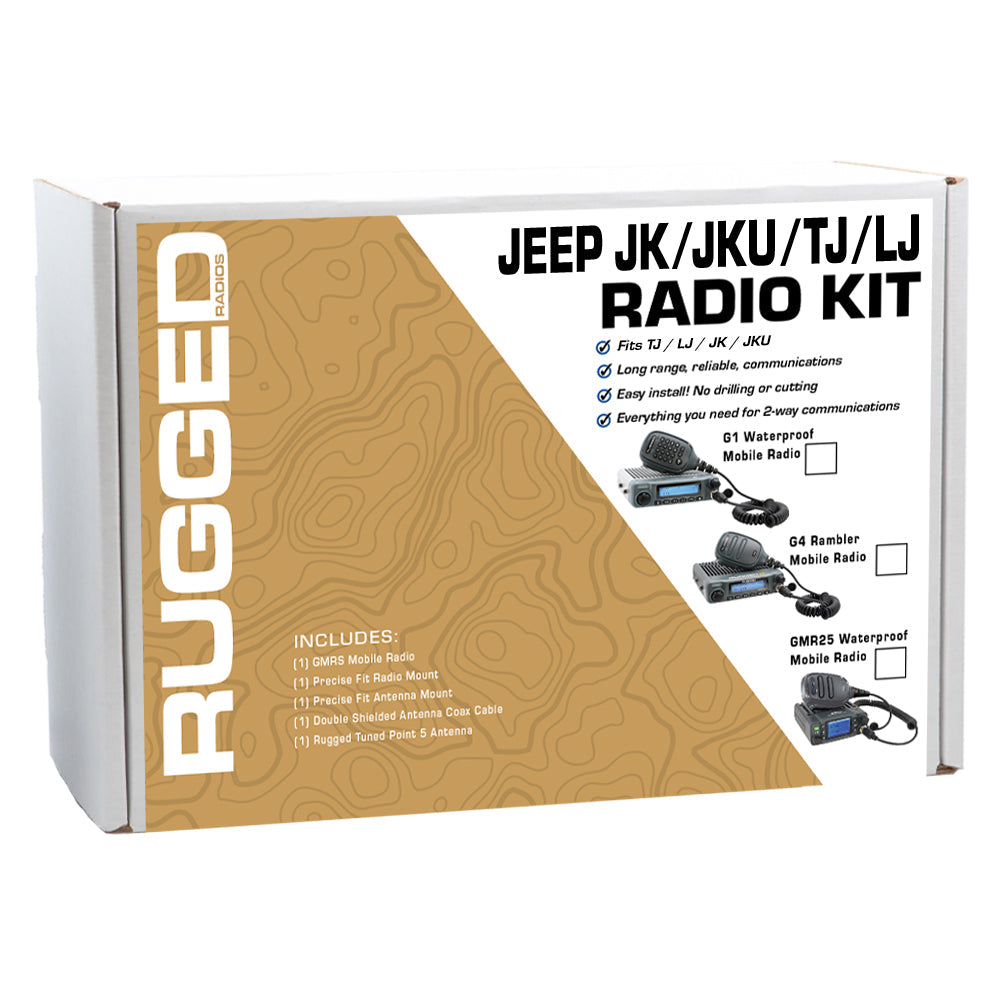 GMRS Mobile Radio Kit for Jeep Wrangler JK and JKU - JK 2-Door (11-18) and TJ (97-06) and LJ (04-06) / Rambler G4