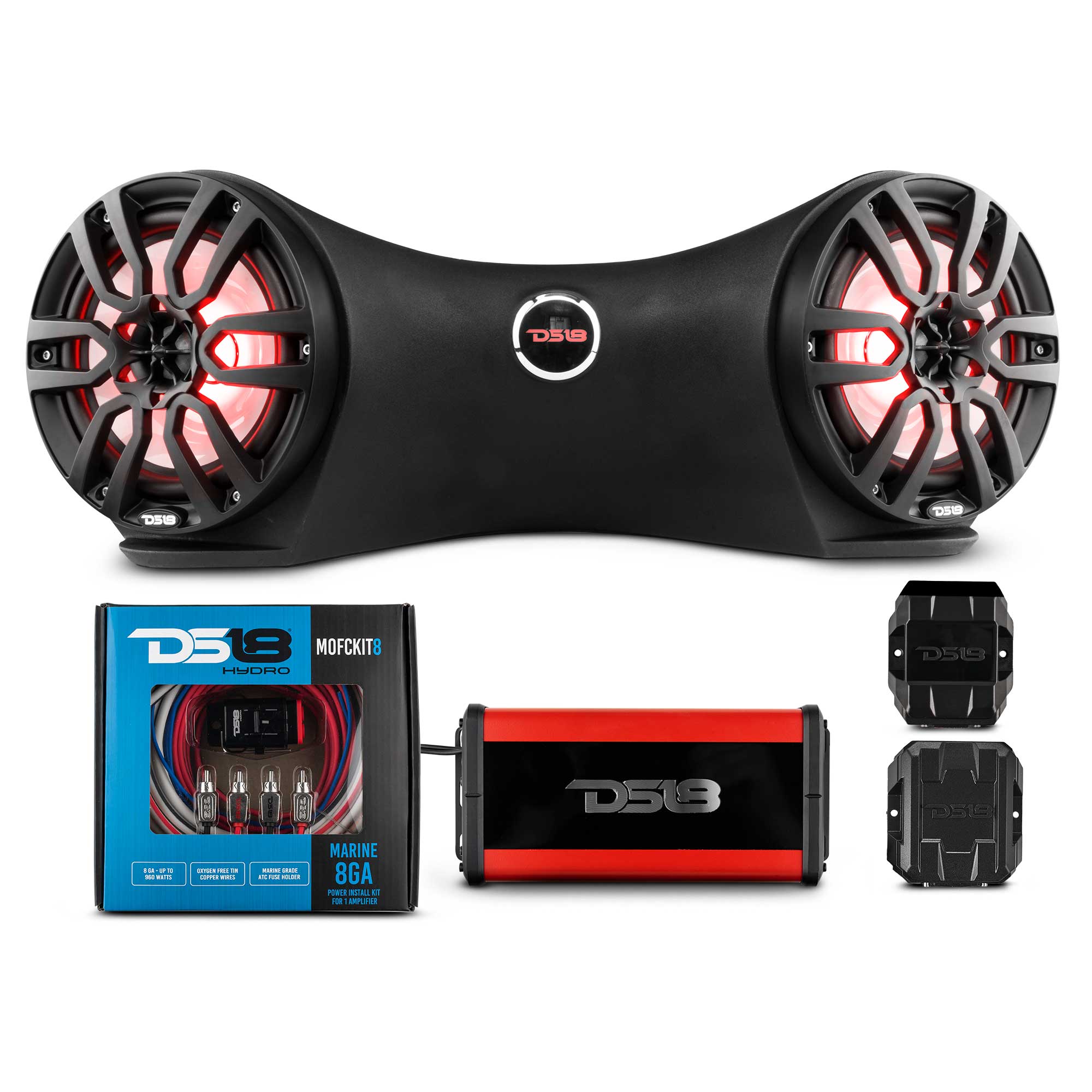 Extreme Sound System for ATVs - Loaded with 2 x 8" Coaxial Marine Speakers with RGB LED Lights