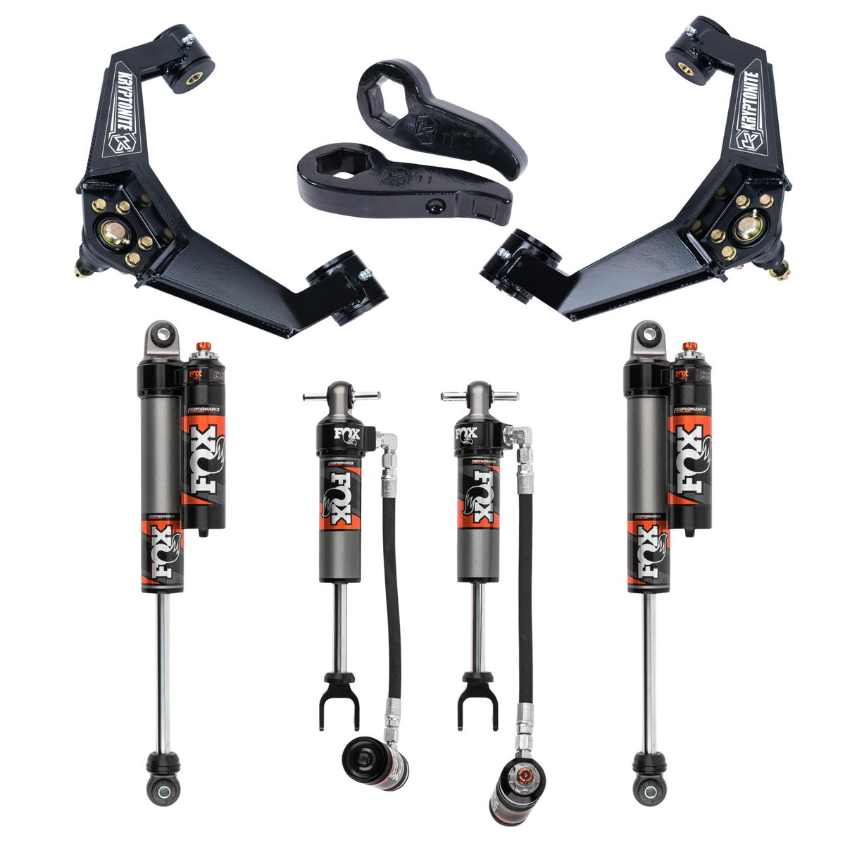 Kryptonite Stage 3 Leveling Kit with Fox 2.5 Performance Elite Shocks for 2011-2019 Chevy/GMC 2500HD/3500HD