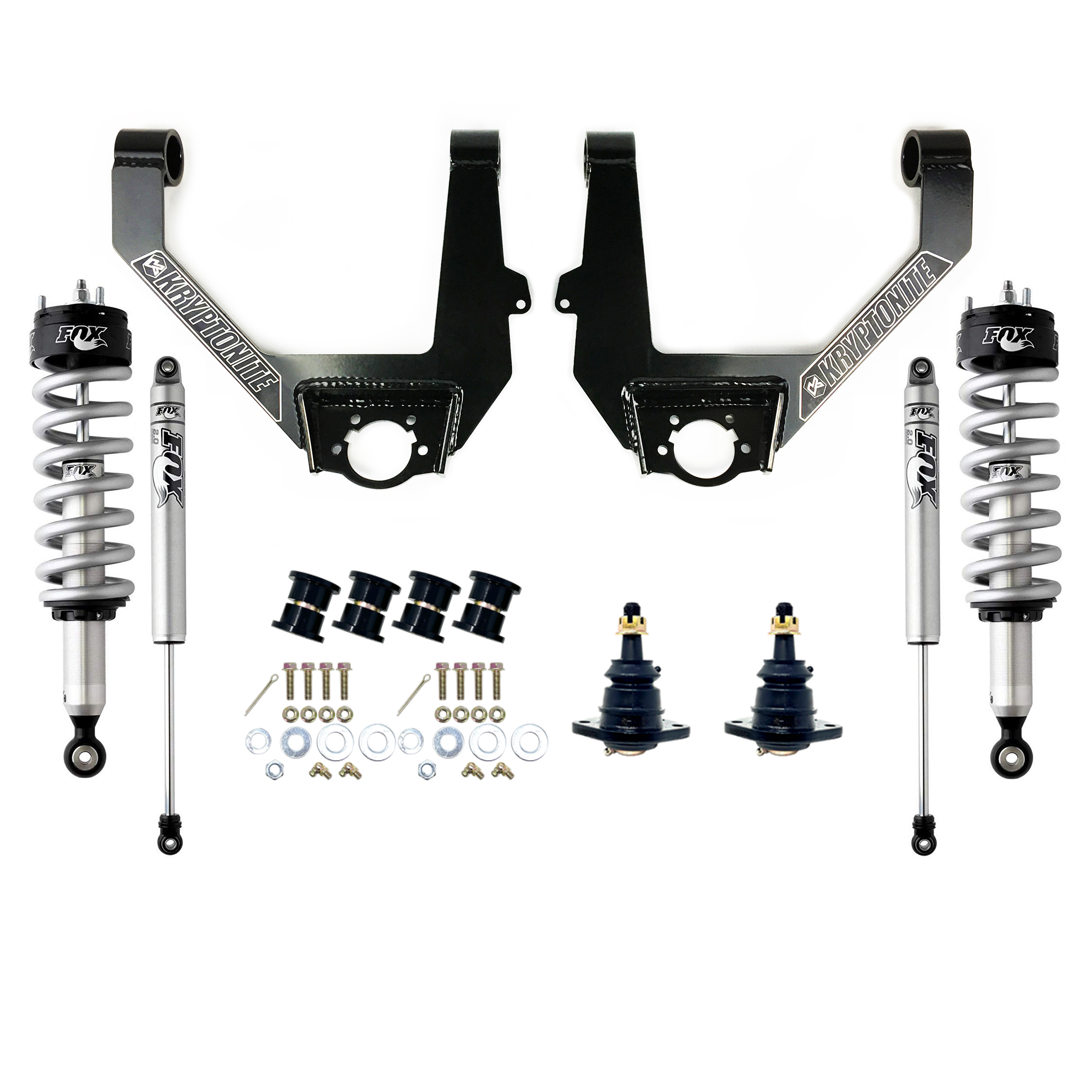 KRYPTONITE STAGE 3 LEVELING KIT WITH FOX SHOCKS FOR 2014–2018 1/2 TON 6-LUG CHEVY/GMC TRUCKS