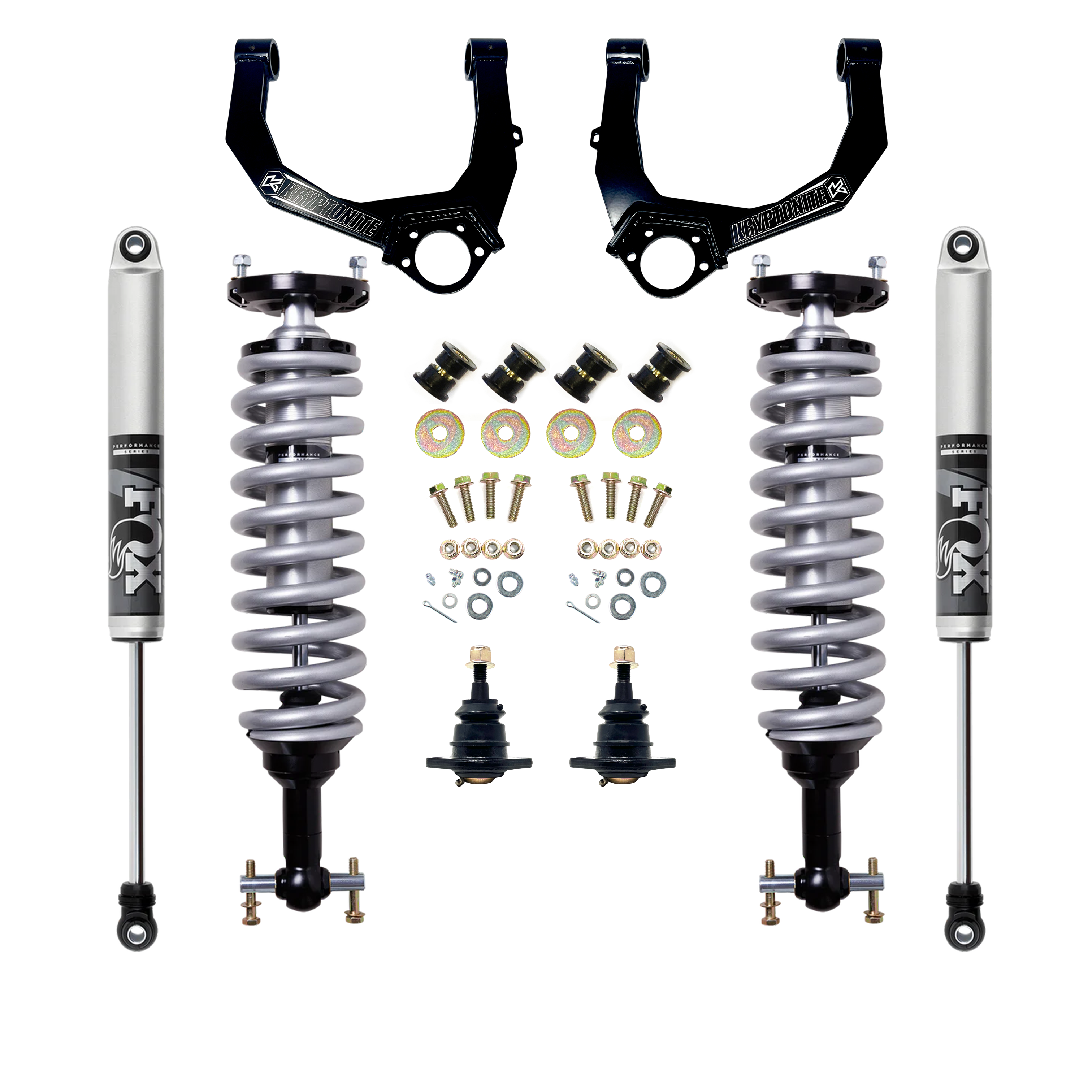 KRYPTONITE STAGE 3 LEVELING KIT WITH FOX 2.5 SHOCKS FOR 1/2 TON 6 LUG TRUCKS 2019+ AT4/TRAIL BOSS